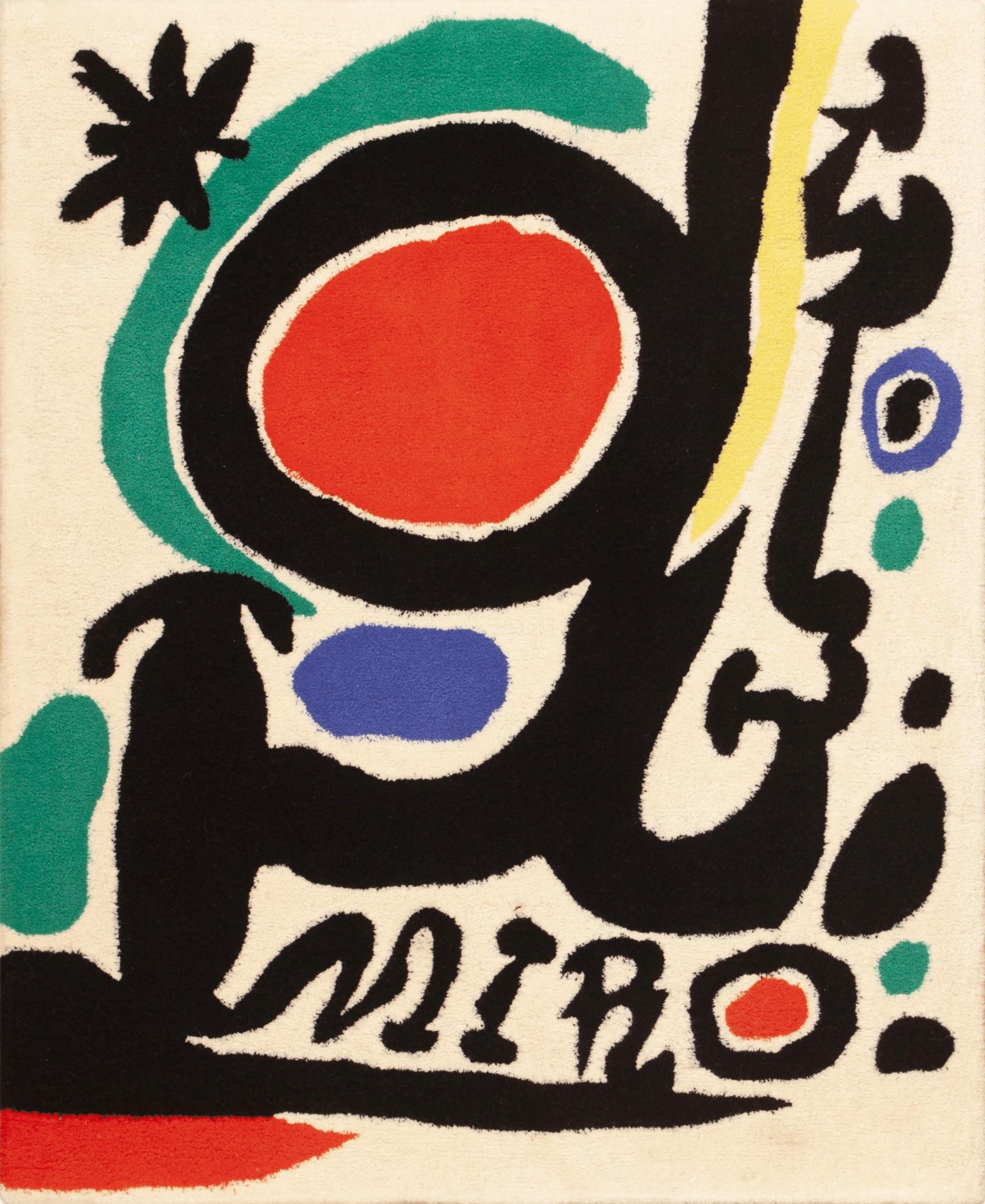 Nazmiyal Collection Joan Miro Art Inspired Vintage Small Rug (Niederländisch) im Angebot