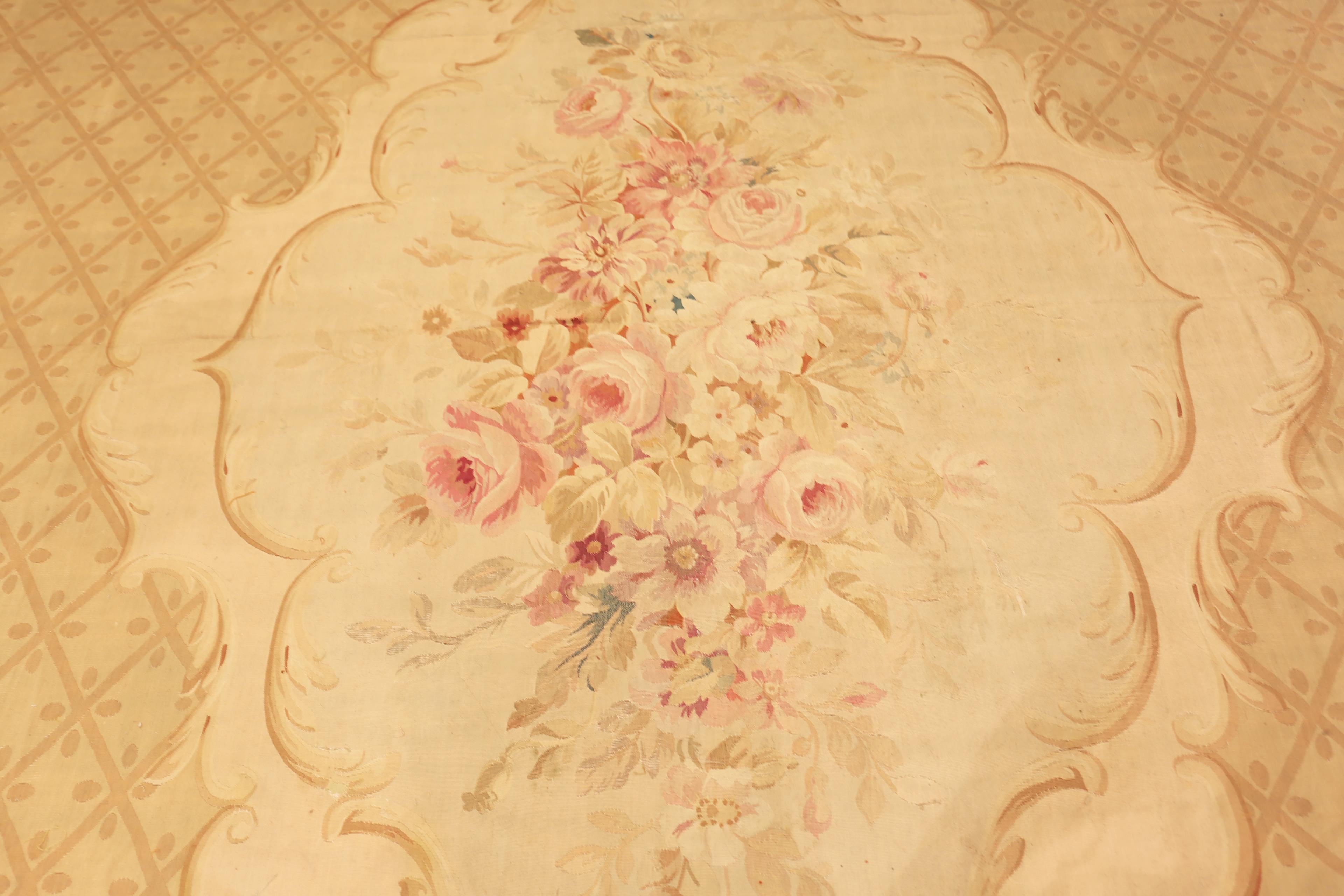 Wool Nazmiyal Collection Large Antique French Aubusson Rug 18 ft 2 in x 20 ft For Sale