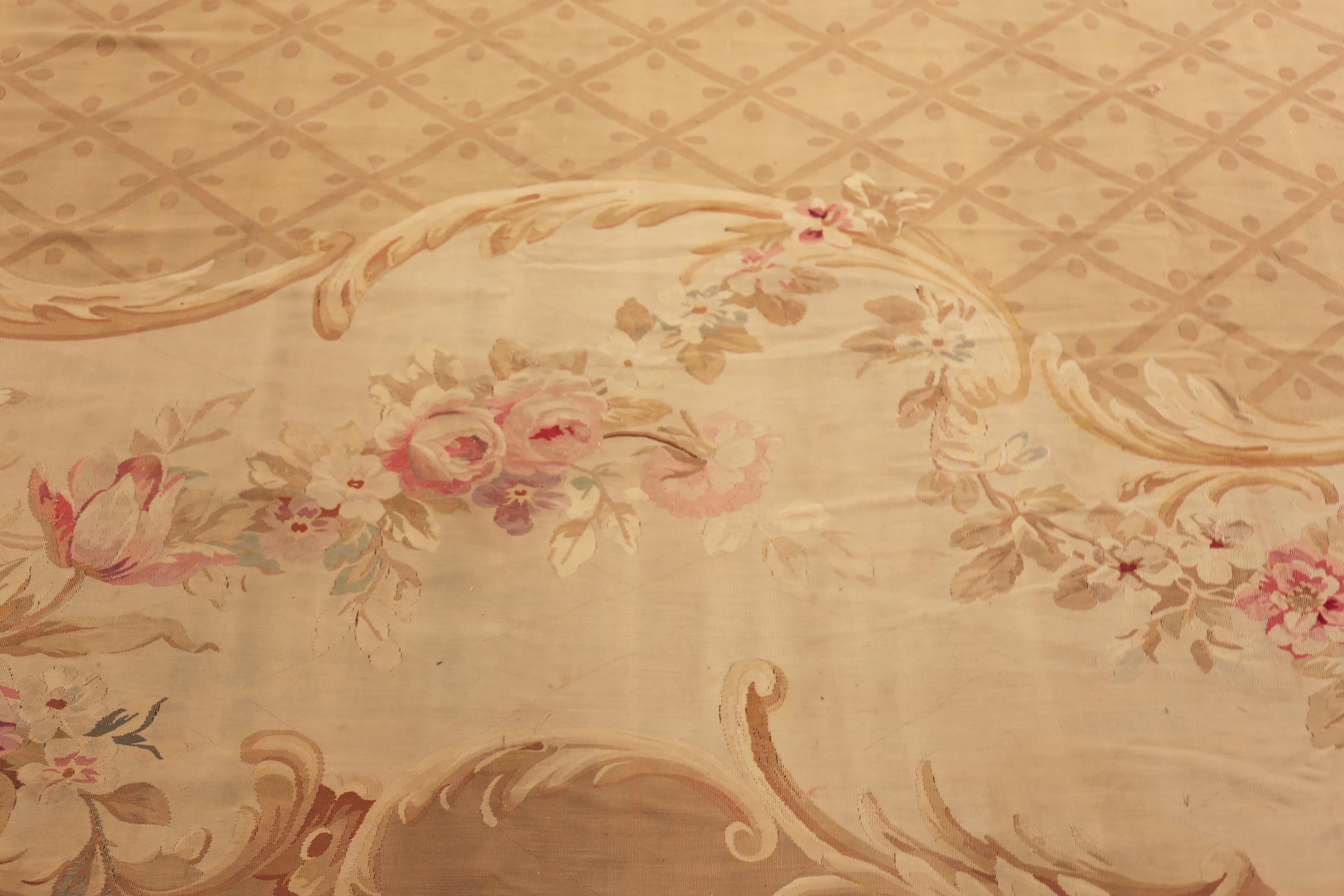 Nazmiyal Collection Large Antique French Aubusson Rug 18 ft 2 in x 20 ft For Sale 2