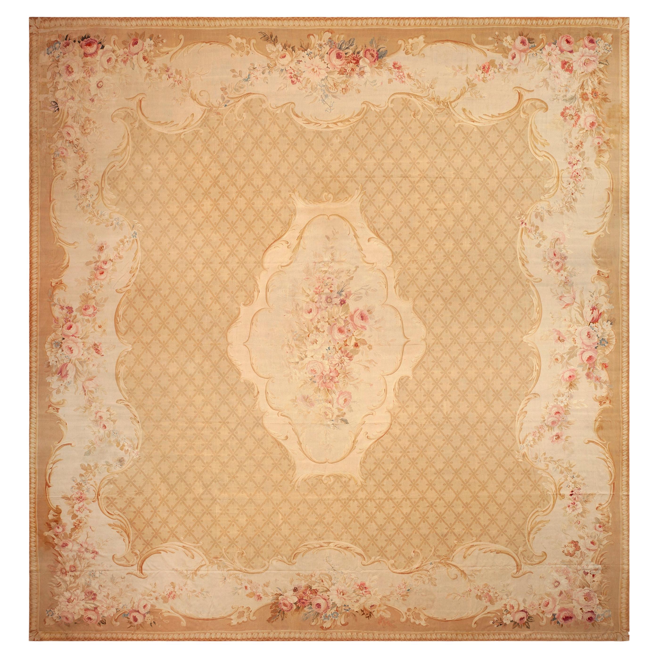 Nazmiyal Collection Large Antique French Aubusson Rug 18 ft 2 in x 20 ft For Sale