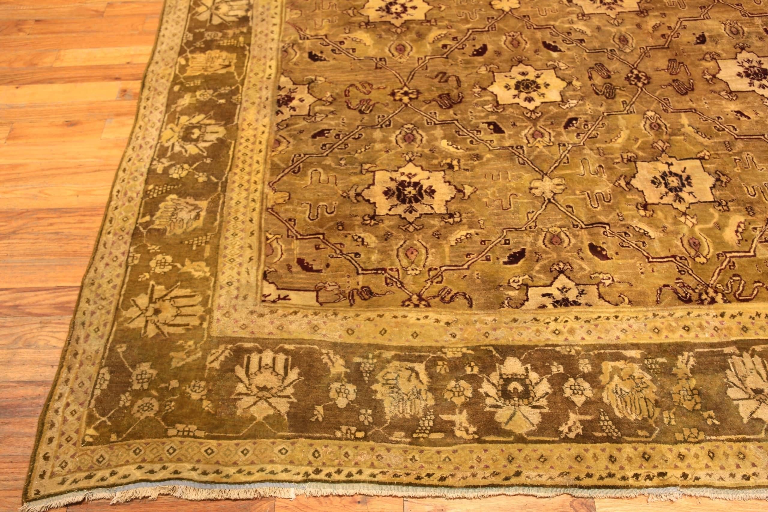 19th Century Large Antique Indian Agra Rug. Size: 17 ft 3 in x 18 ft 2 in For Sale