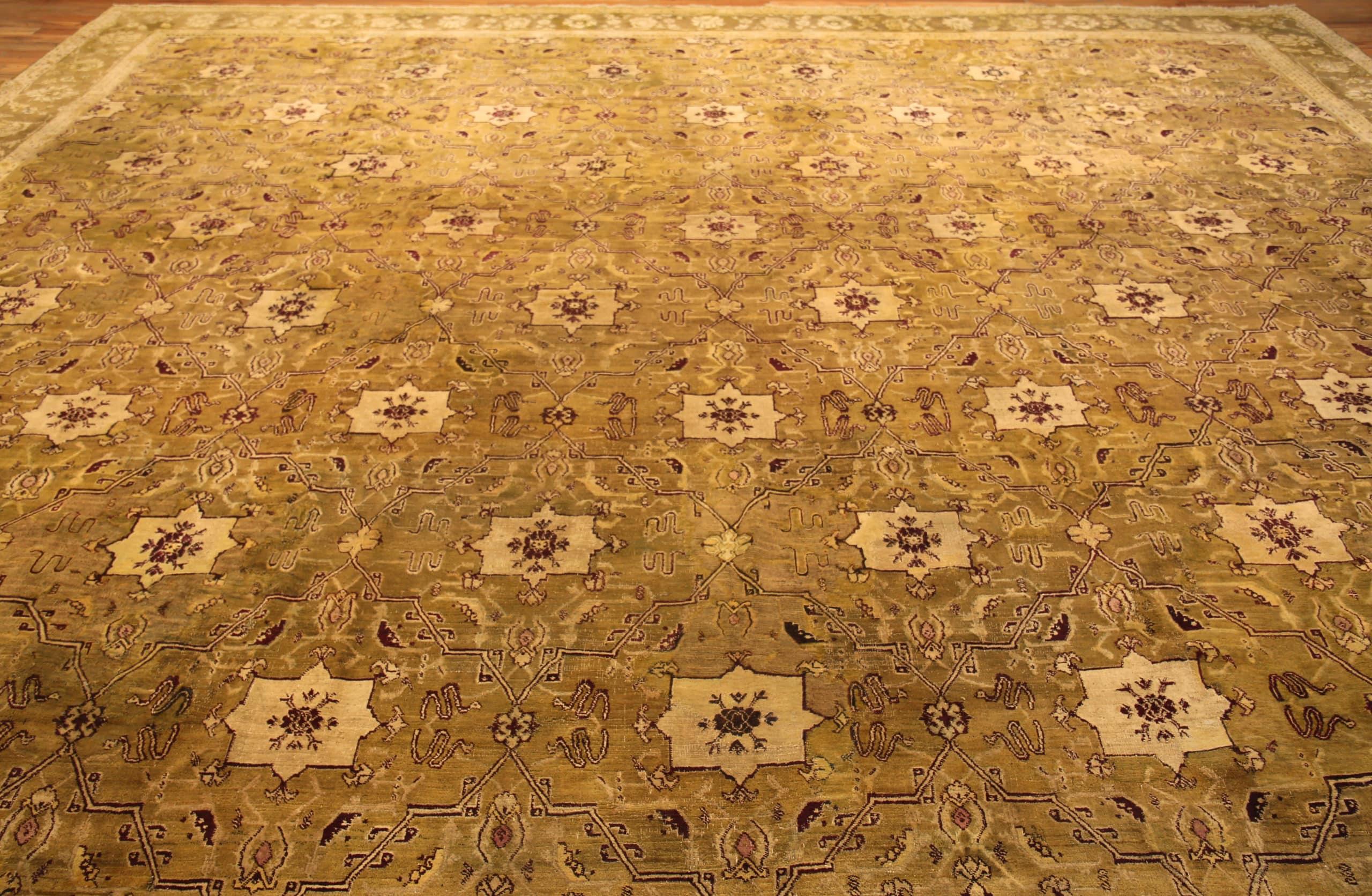 Large Antique Indian Agra Rug. Size: 17 ft 3 in x 18 ft 2 in For Sale 1