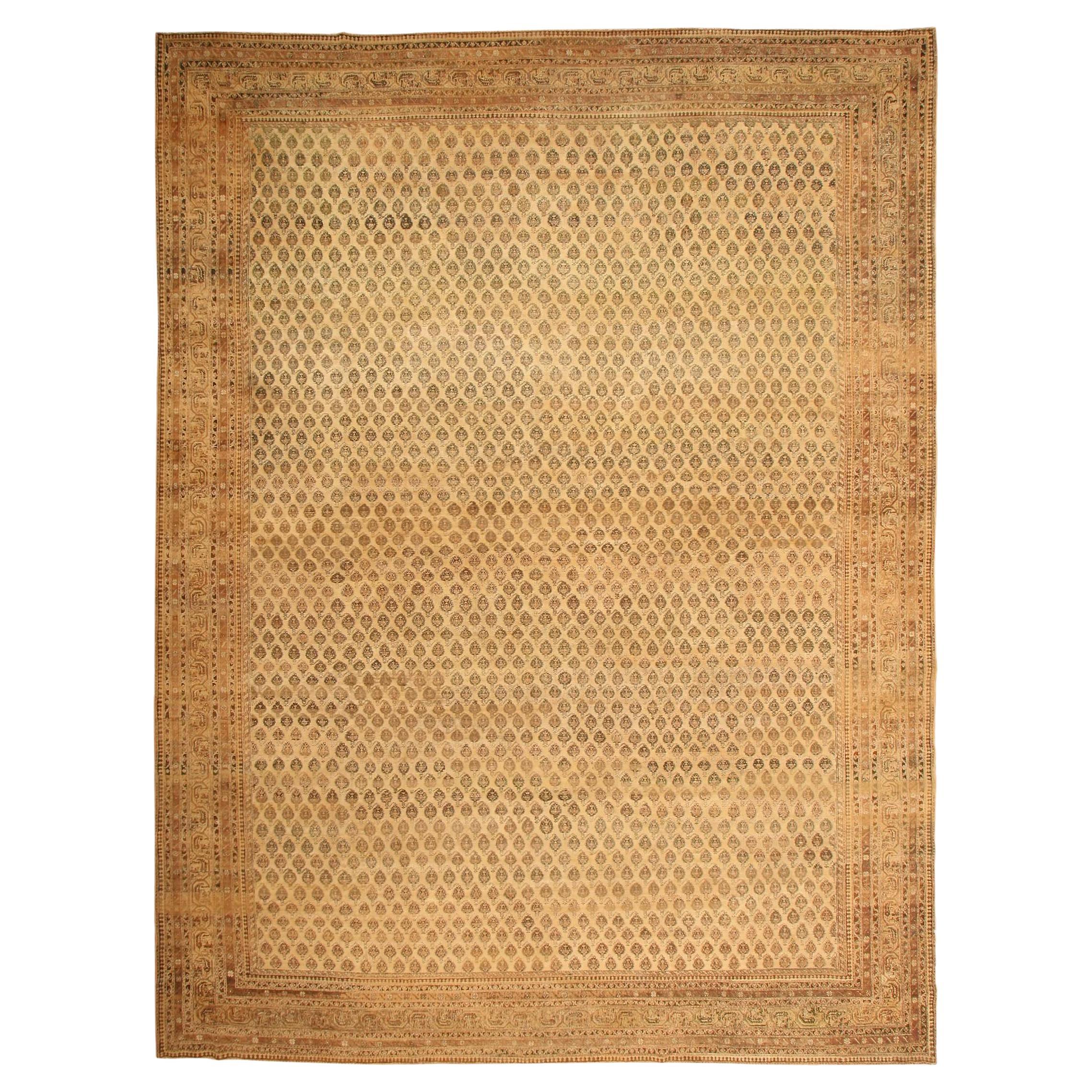 Nazmiyal Collection große antike indische Agra Stammes-Teppich 14 ft 5 in x 19 ft 2 in im Angebot