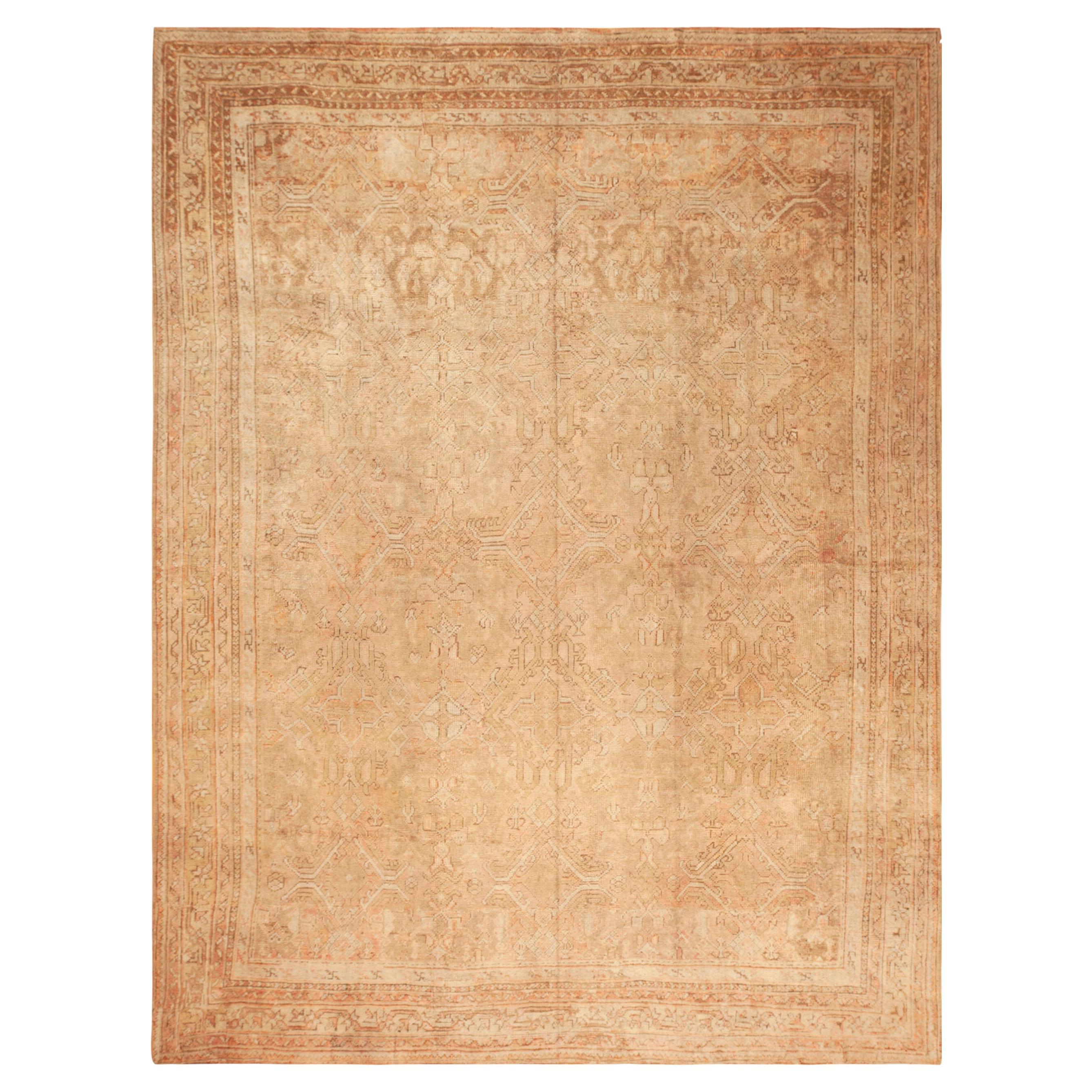 Nazmiyal Collection Large Antique Turkish Oushak Rug 12 ft x 15 ft 7 in For Sale