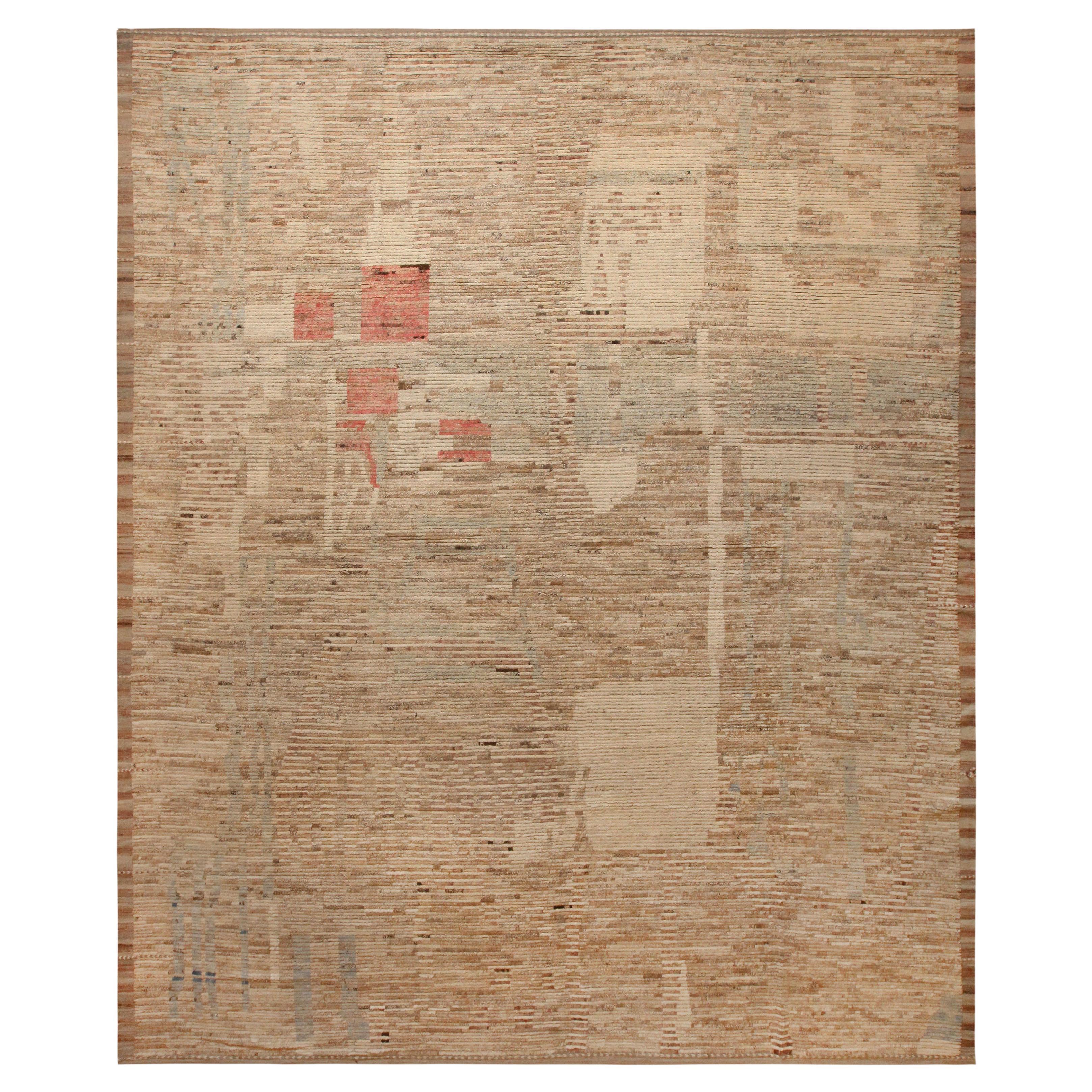 Nazmiyal Collection Large Earthy Tones Trendy Modern Rug 14' x 16'6" For Sale