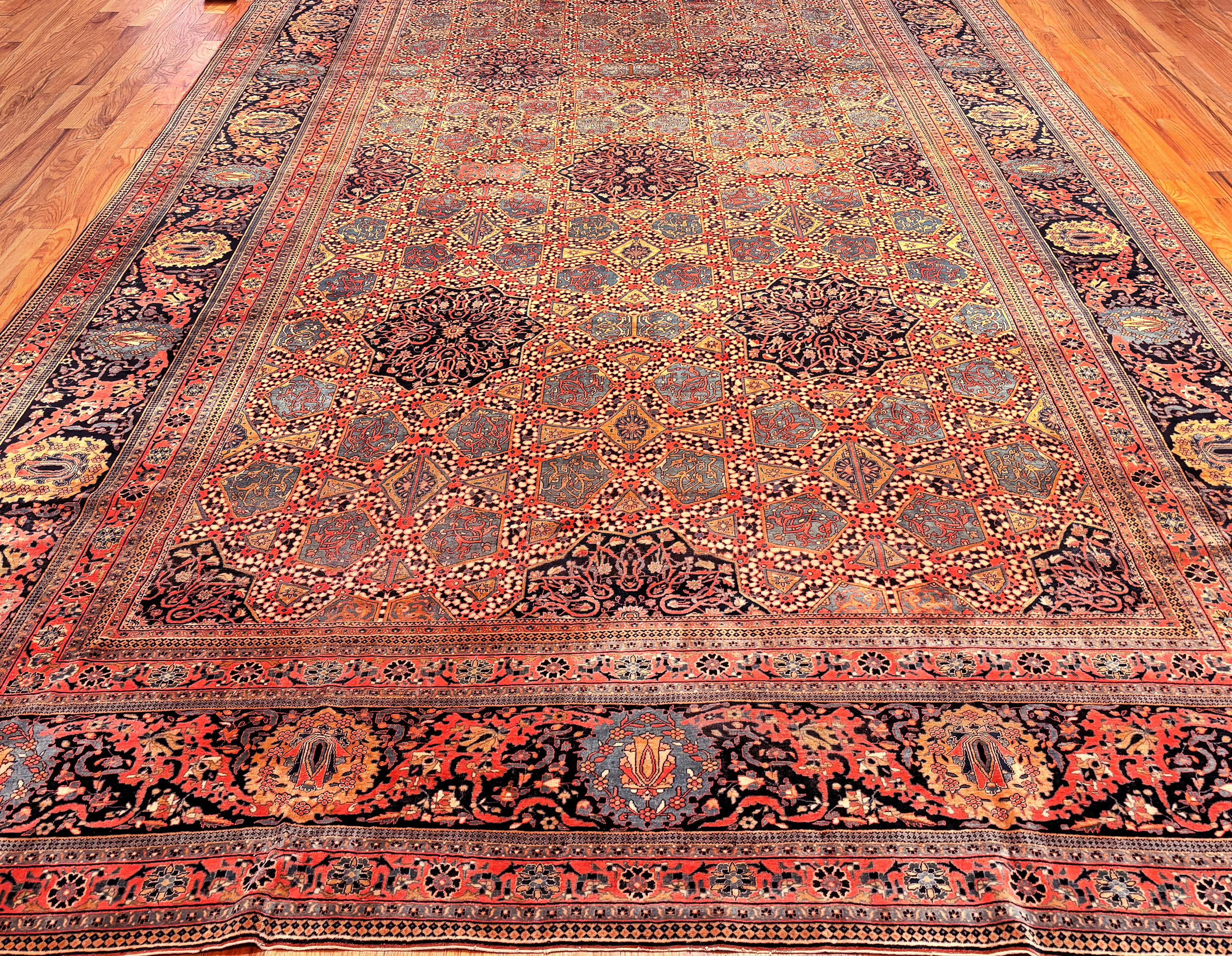 Atemberaubender großer feiner antiker persischer Mohtashem Kashan Teppich, Herkunftsland: Persien, CIRCA Datum: 1900