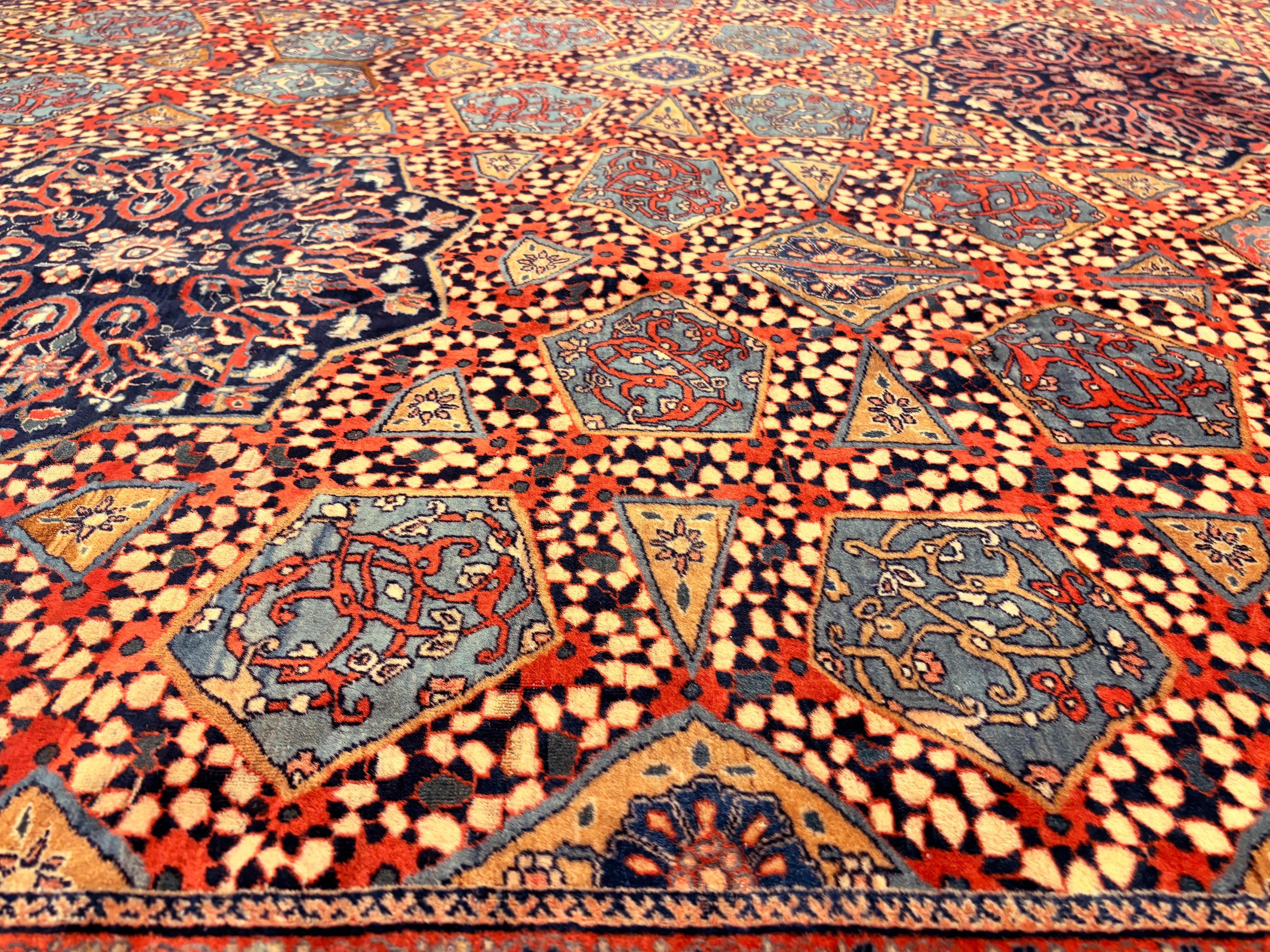 Großer feiner antiker persischer Mohtashem Kashan-Teppich 10'3