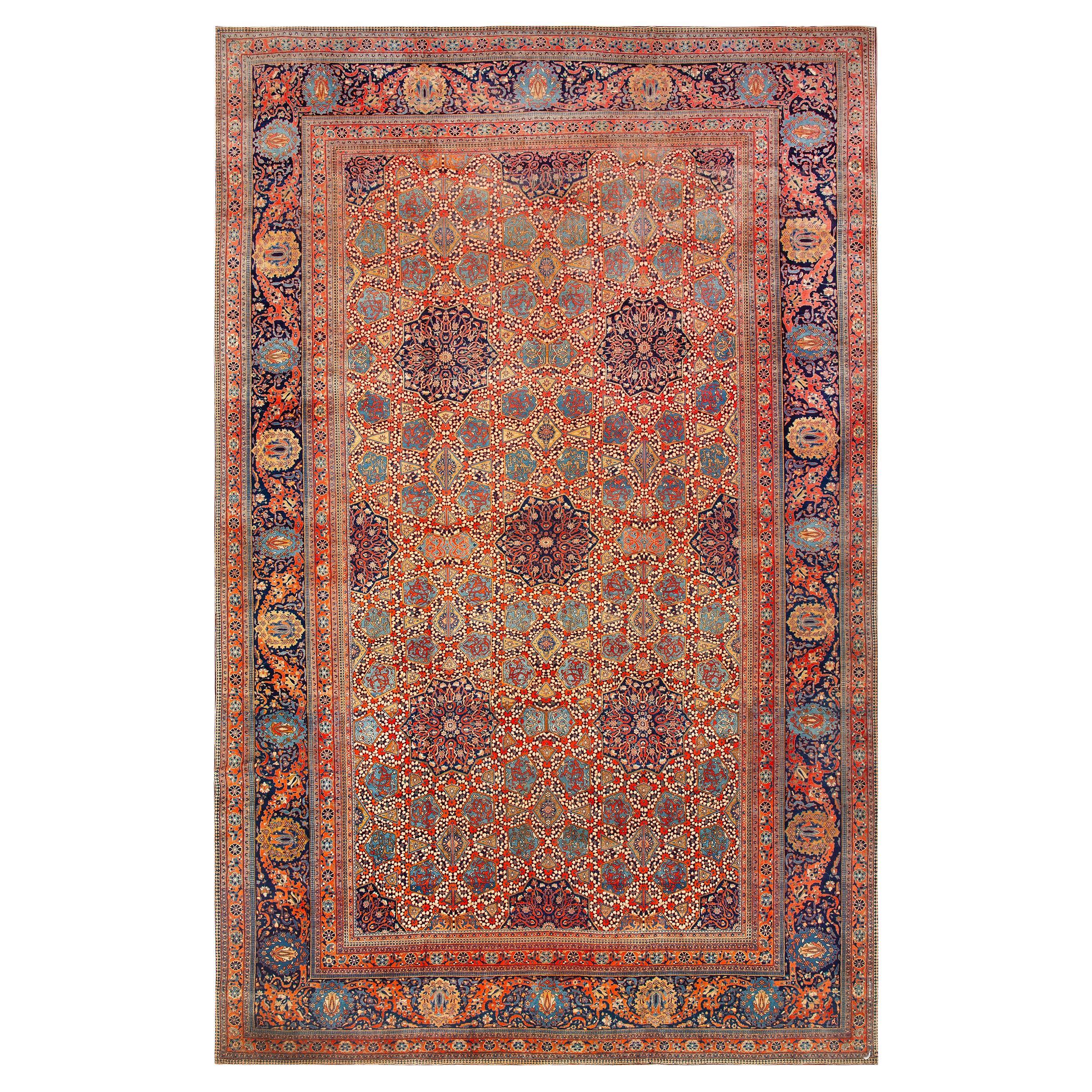 Large Fine Antique Persian Mohtashem Kashan Rug 10'3" x 16'