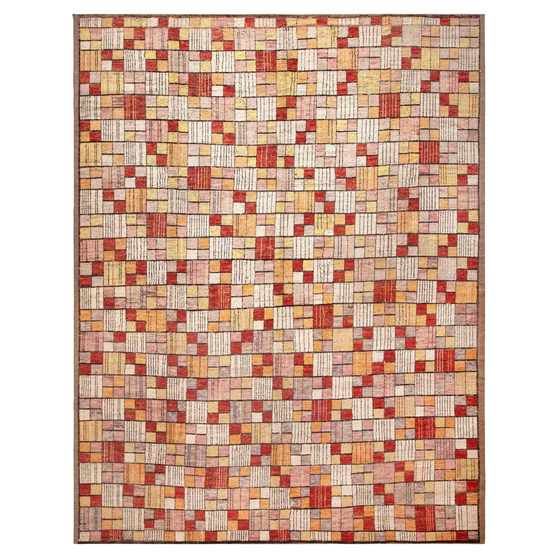 Nazmiyal Collection Large Geometric Warm Colors Modern Area Rug 13' x 16'7" For Sale
