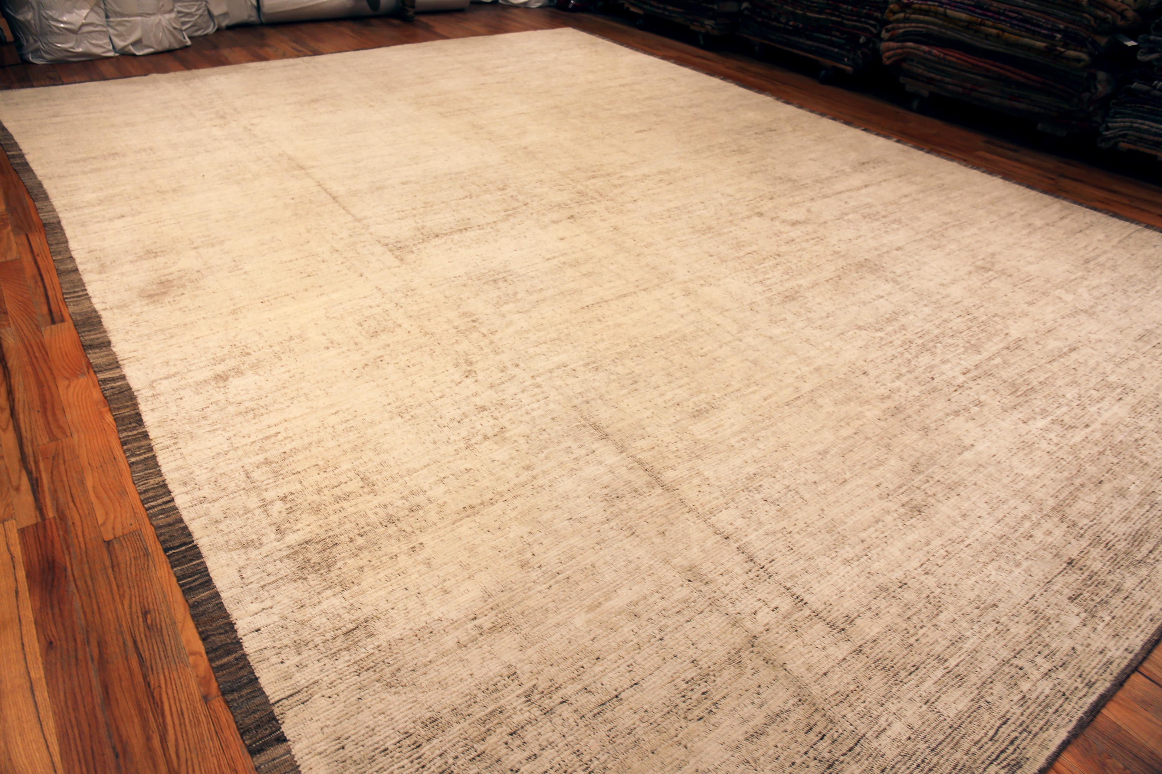 Hand-Knotted Nazmiyal Collection Large Ivory Cream Modern Chic Area Rug 14'6