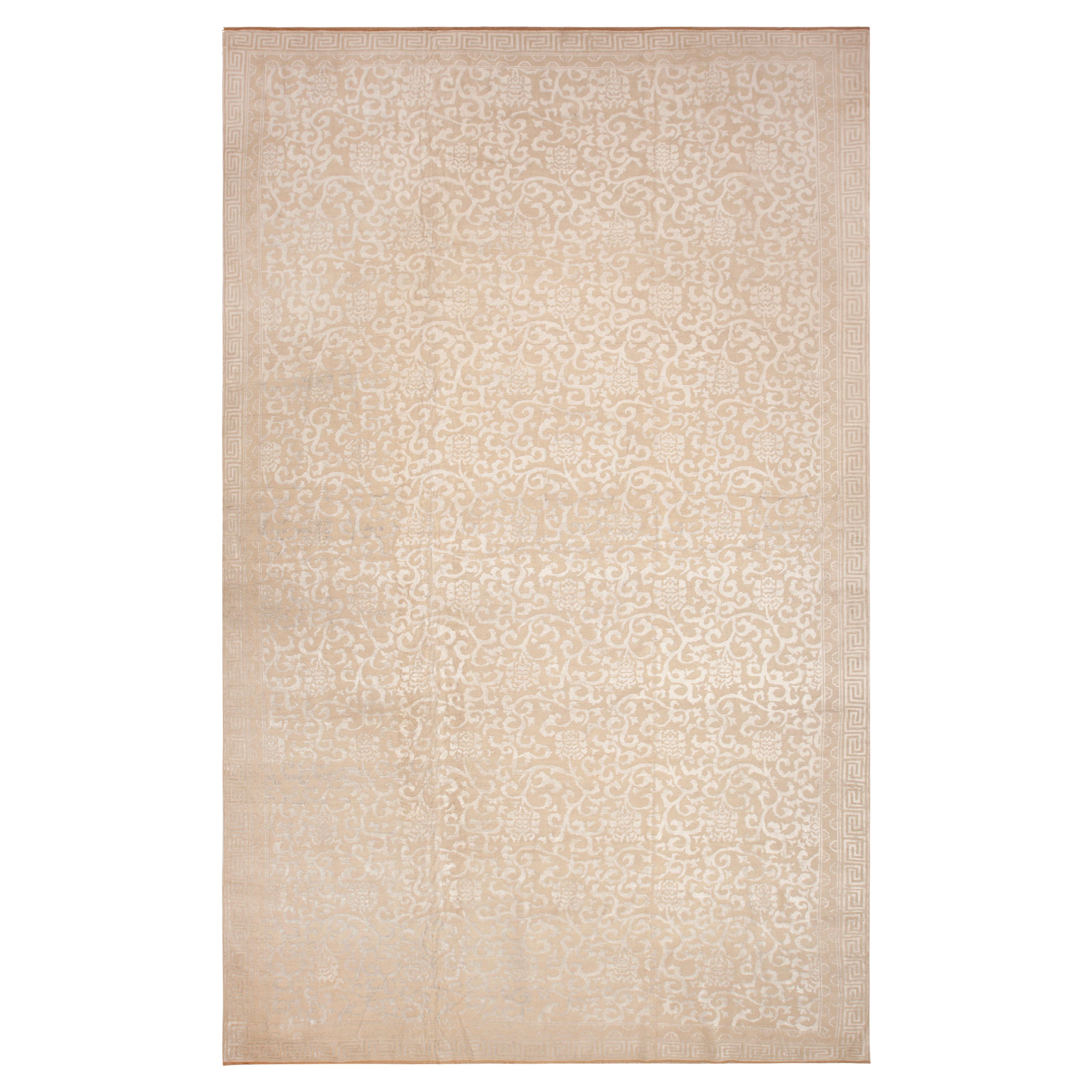 Nazmiyal Collection Large Silk & Wool Pile Modern Rug 12'3" x 19'8" For Sale