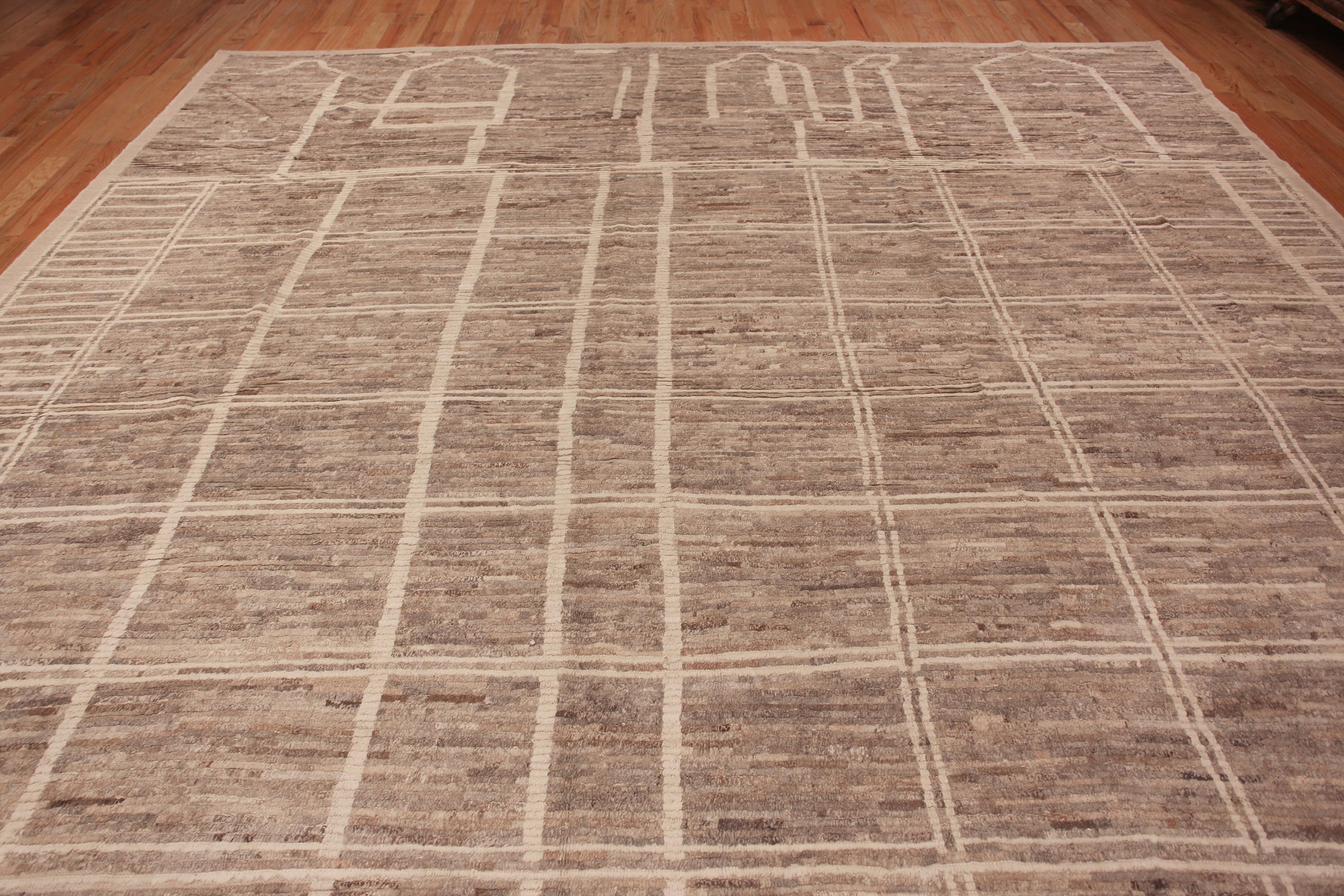 Central Asian Nazmiyal Collection Large Size Earthy Grey Color Tribal Modern 13' x 15' For Sale