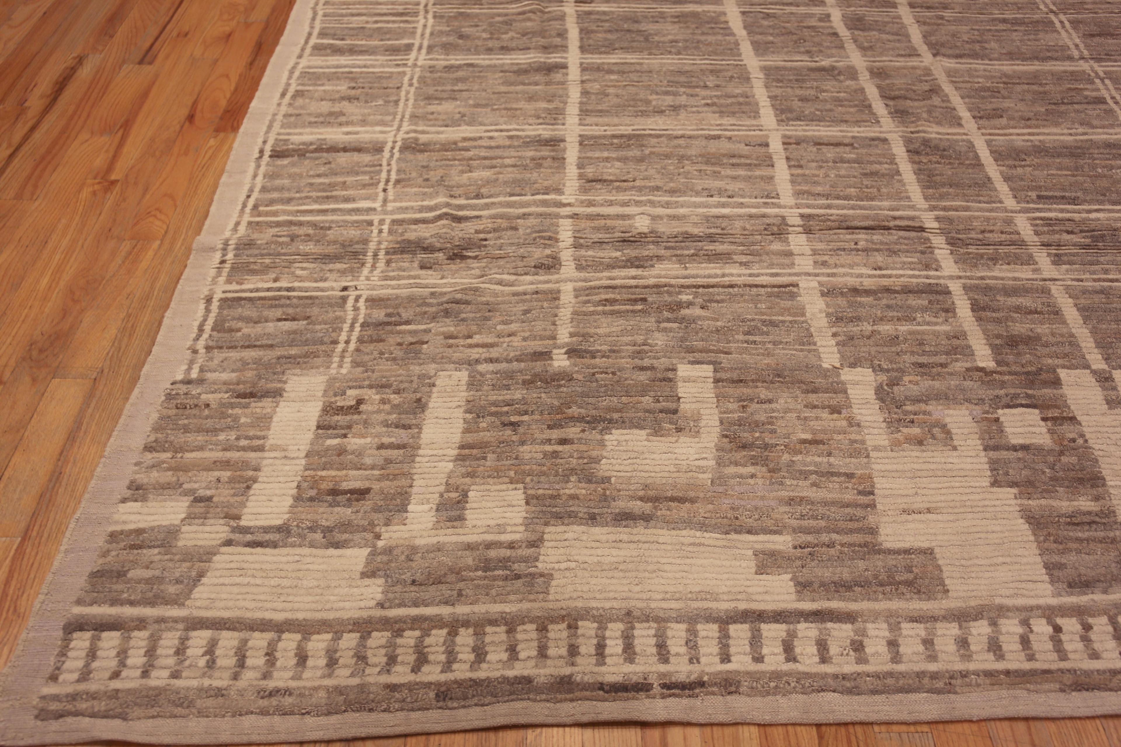 Wool Nazmiyal Collection Large Size Earthy Grey Color Tribal Modern 13' x 15' For Sale
