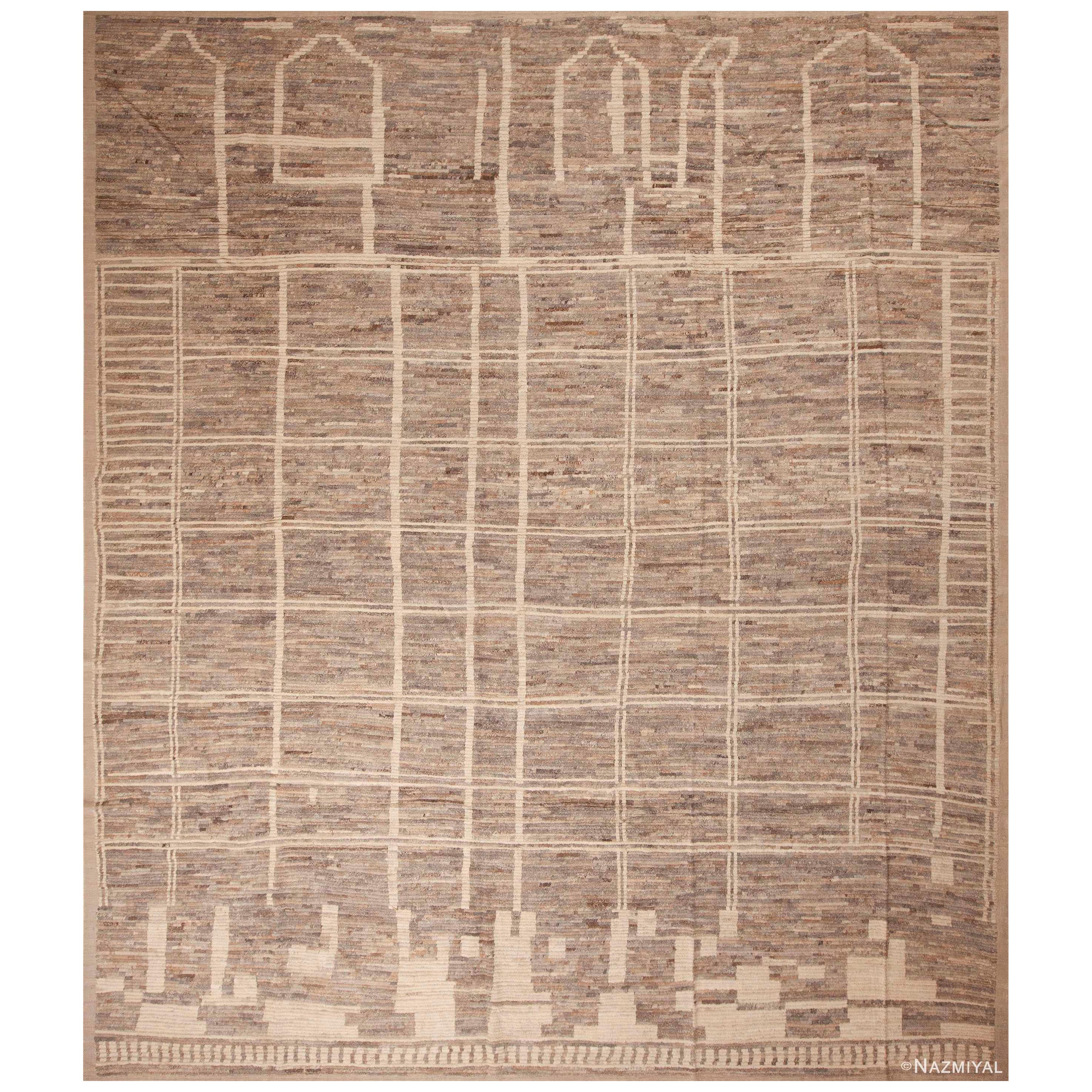 Nazmiyal Collection Grande Dimensioni Grigio Terra Colore Tribale Moderno 13' x 15' in vendita