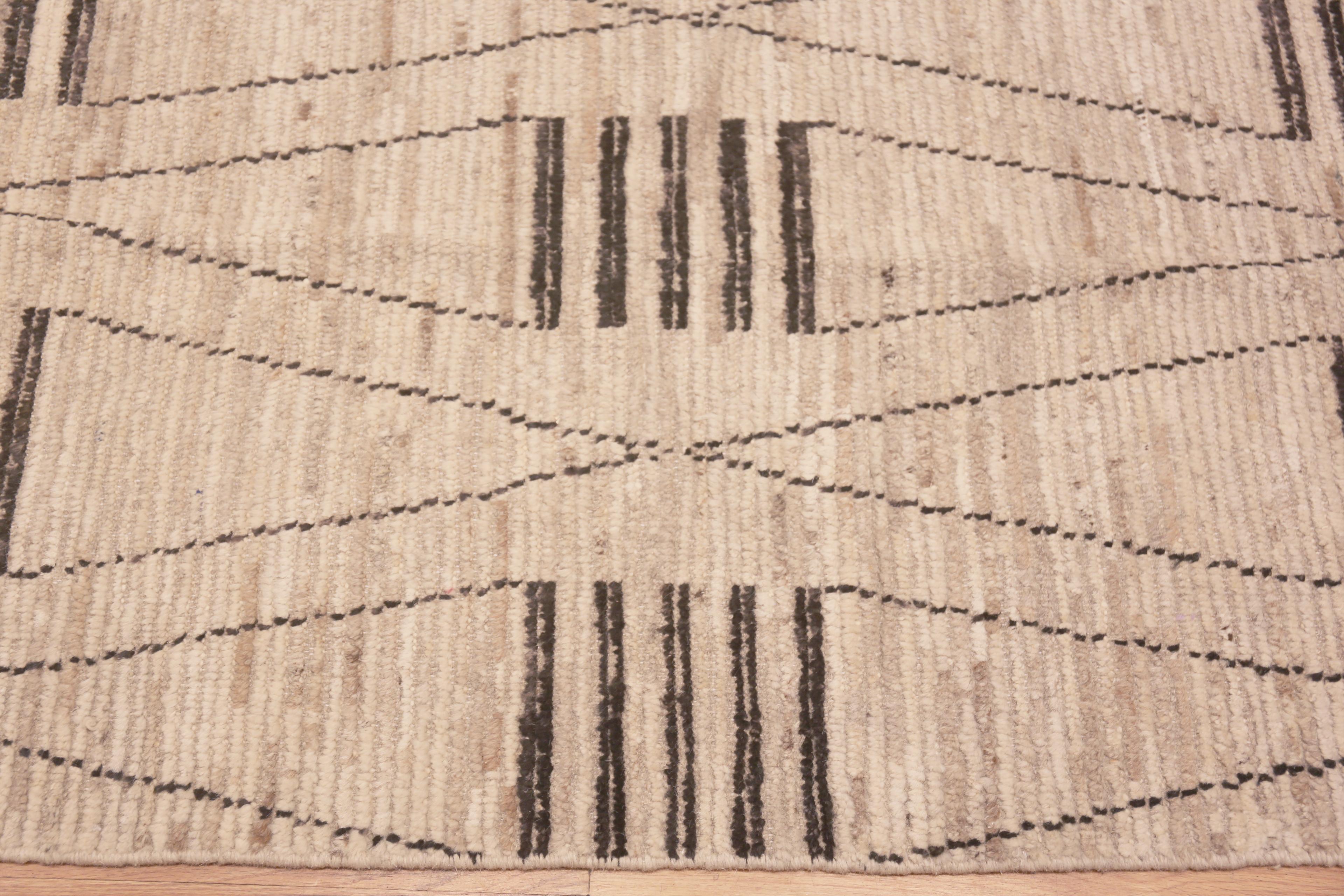 Wool Nazmiyal Collection Large Size Geometric Cream Brown Modern Area Rug 12' x 17'6