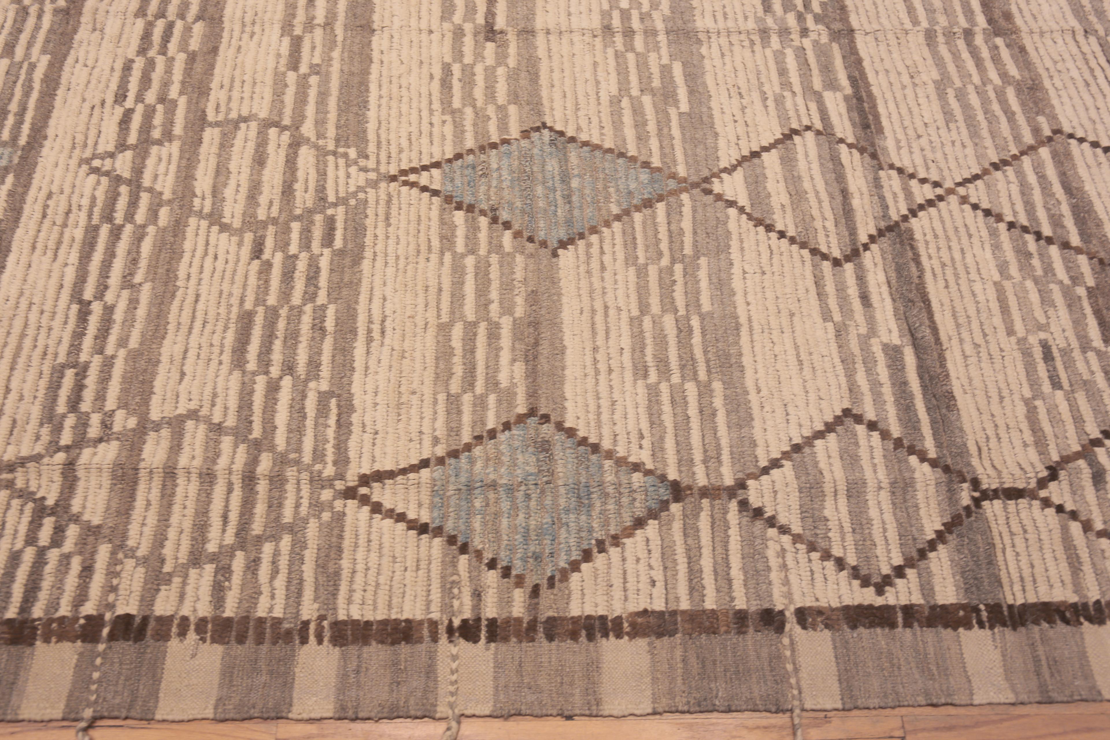 Preciosa alfombra decorativa de gran tamaño con diseño geométrico tribal de diamantes y colores neutros, País de origen: Asia Central, Fecha De Circa: Alfombra Moderna -