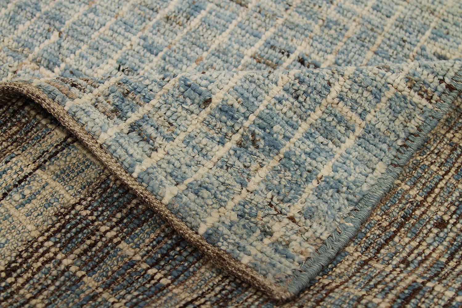 Contemporary Nazmiyal Collection Light Blue Modern Moroccan Style Rug 2 ft 10 in x 8 ft 7 in