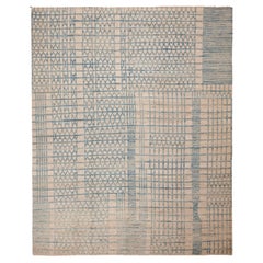 Nazmiyal Kollektion Hellblauer geometrischer moderner Teppich mit Stammesmotiven 9'7" x 11'8"