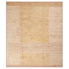 Tapis de sol à motifs géométriques modernes 8'9" x 10' de la Collection Nazmiyal Collection Light Cream