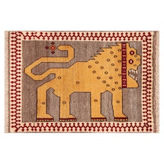 Tappeto Gabbeh tribale vintage della collezione Nazmiyal Collection Lion  2 ft x 3 ft