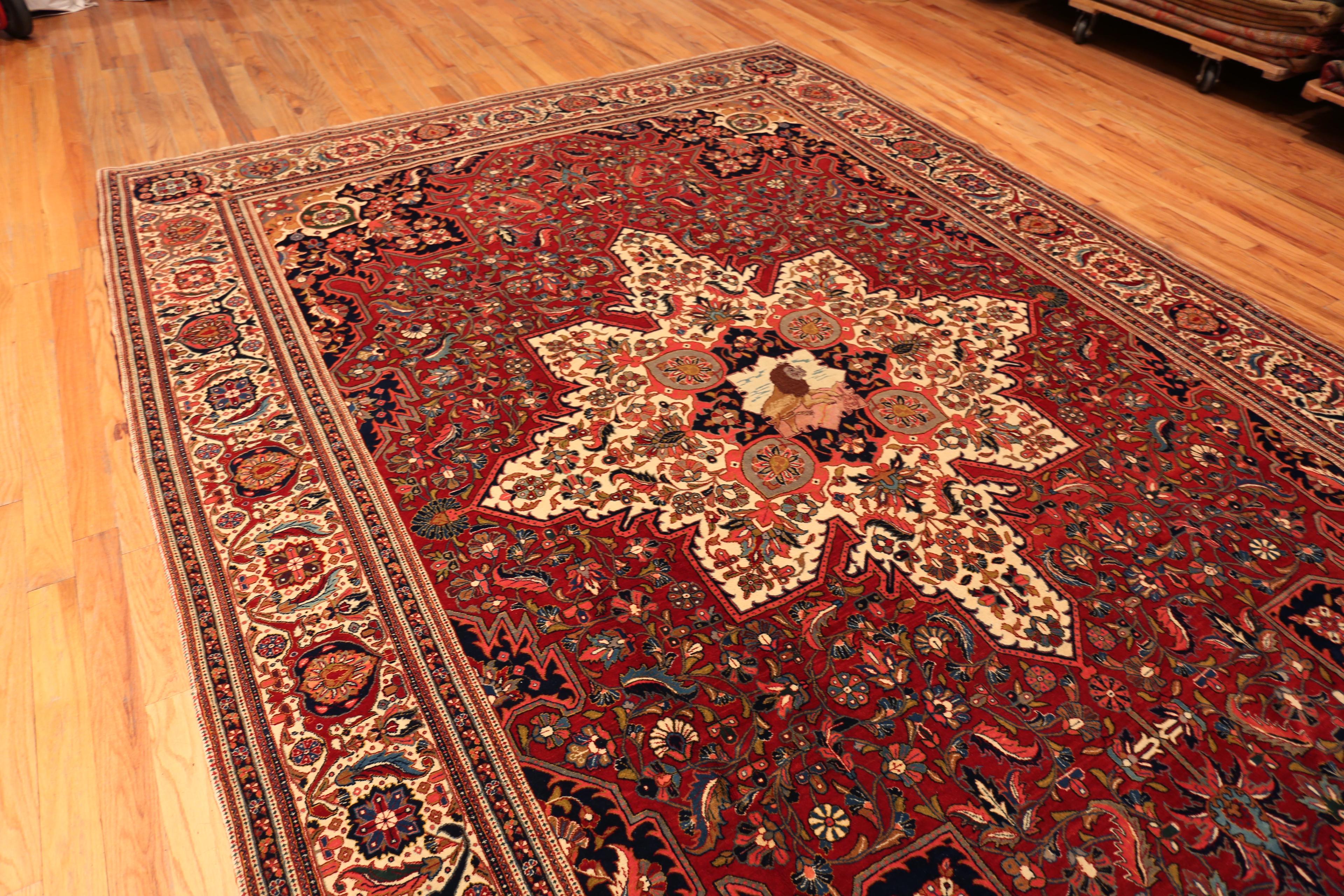 Tappeto Nazmiyal Collection Majestic Lion Garden Antique Heriz in vendita 8