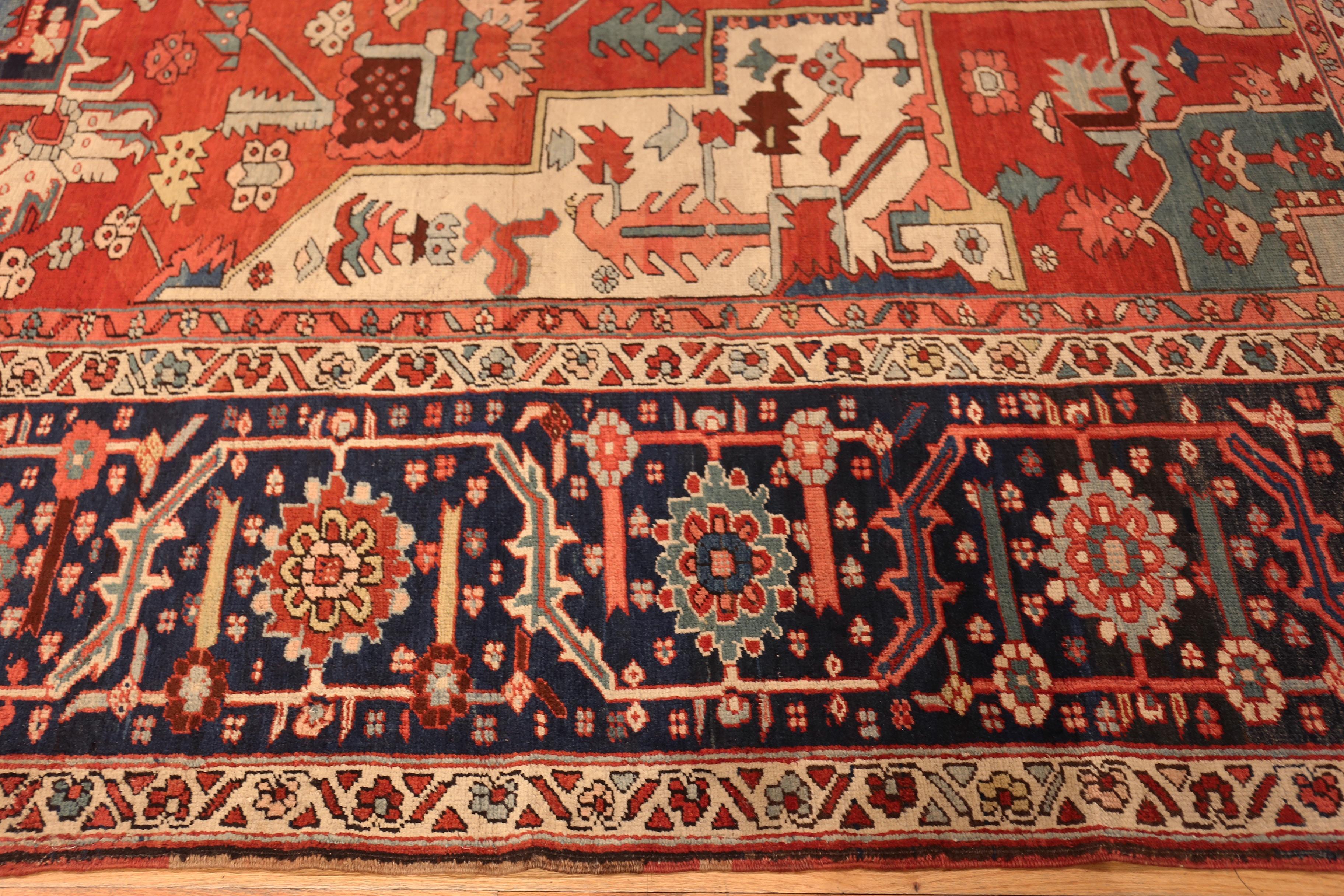 Central Asian Nazmiyal Collection Masterfully Executed Large Antique Persian Heriz Serapi Rug For Sale