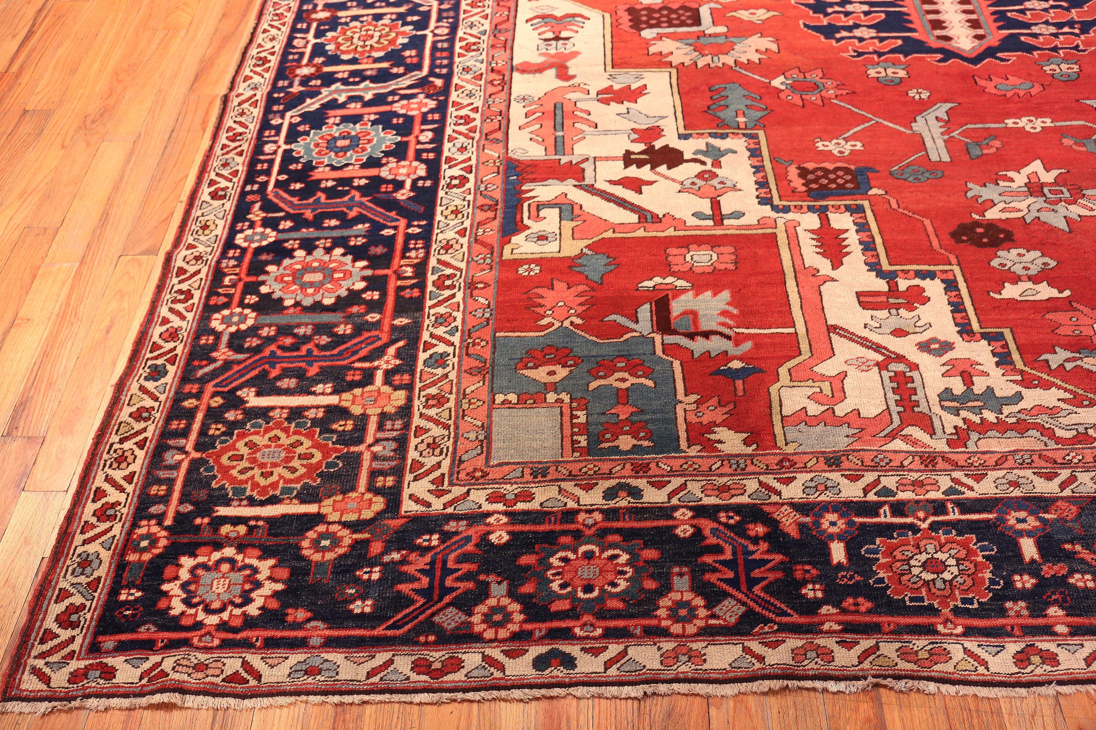 20th Century Nazmiyal Collection Masterfully Executed Large Antique Persian Heriz Serapi Rug For Sale