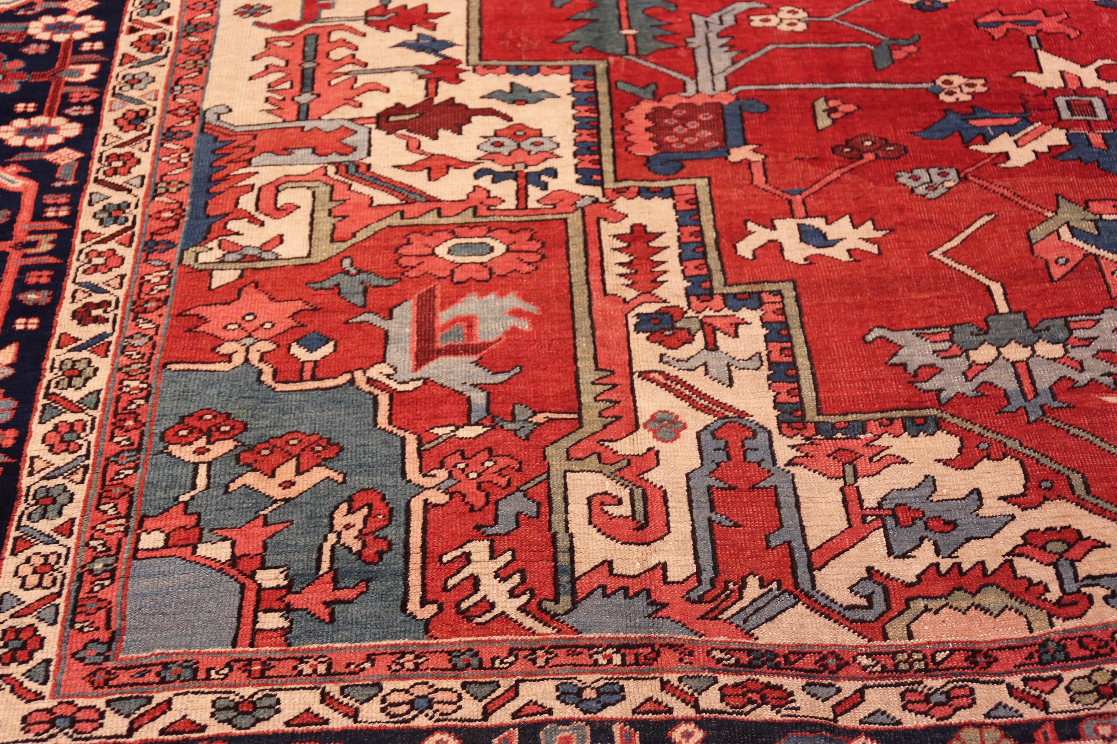 Wool Nazmiyal Collection Masterfully Executed Large Antique Persian Heriz Serapi Rug For Sale