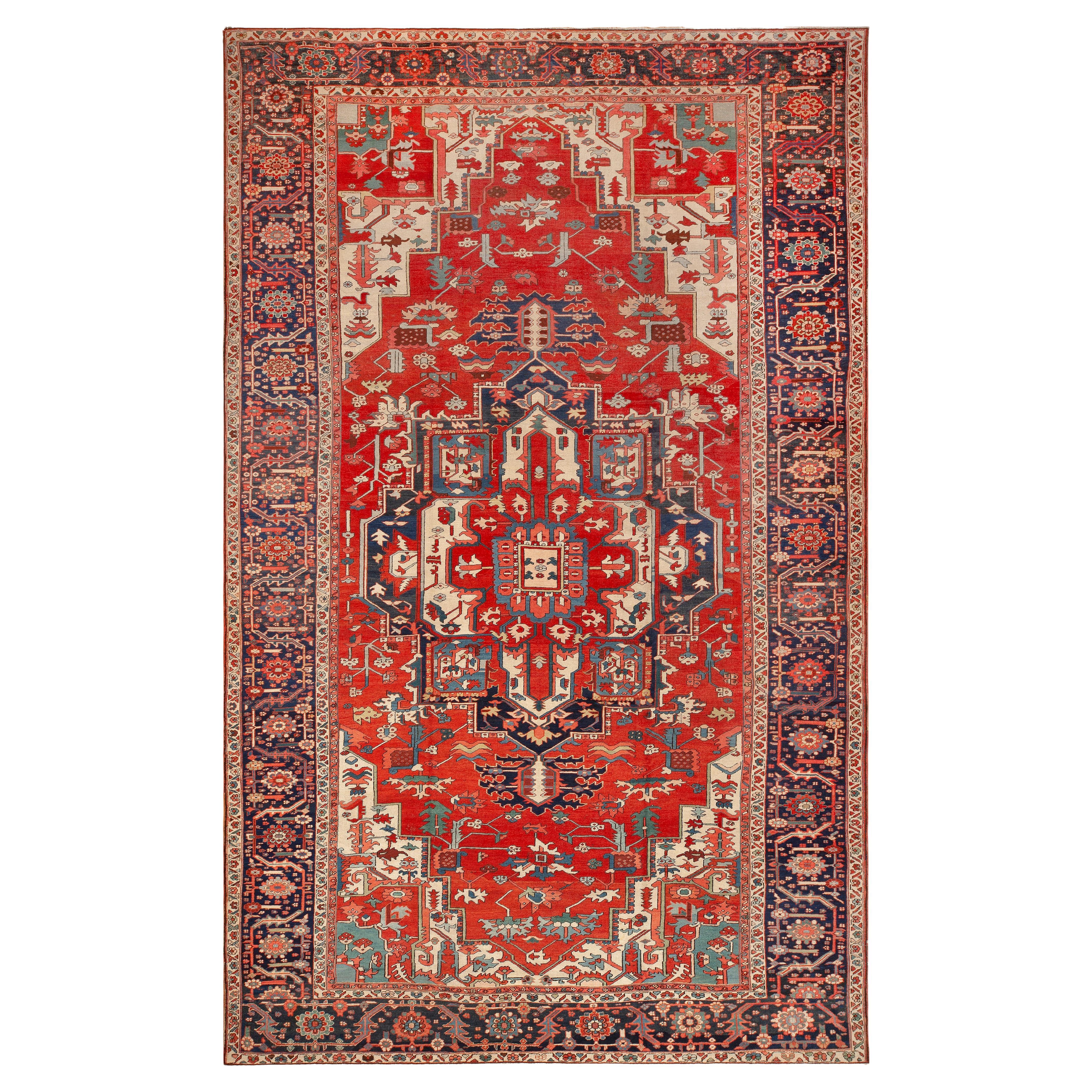 Nazmiyal Collection Masterfully Executed Large Antique Persian Heriz Serapi Rug For Sale