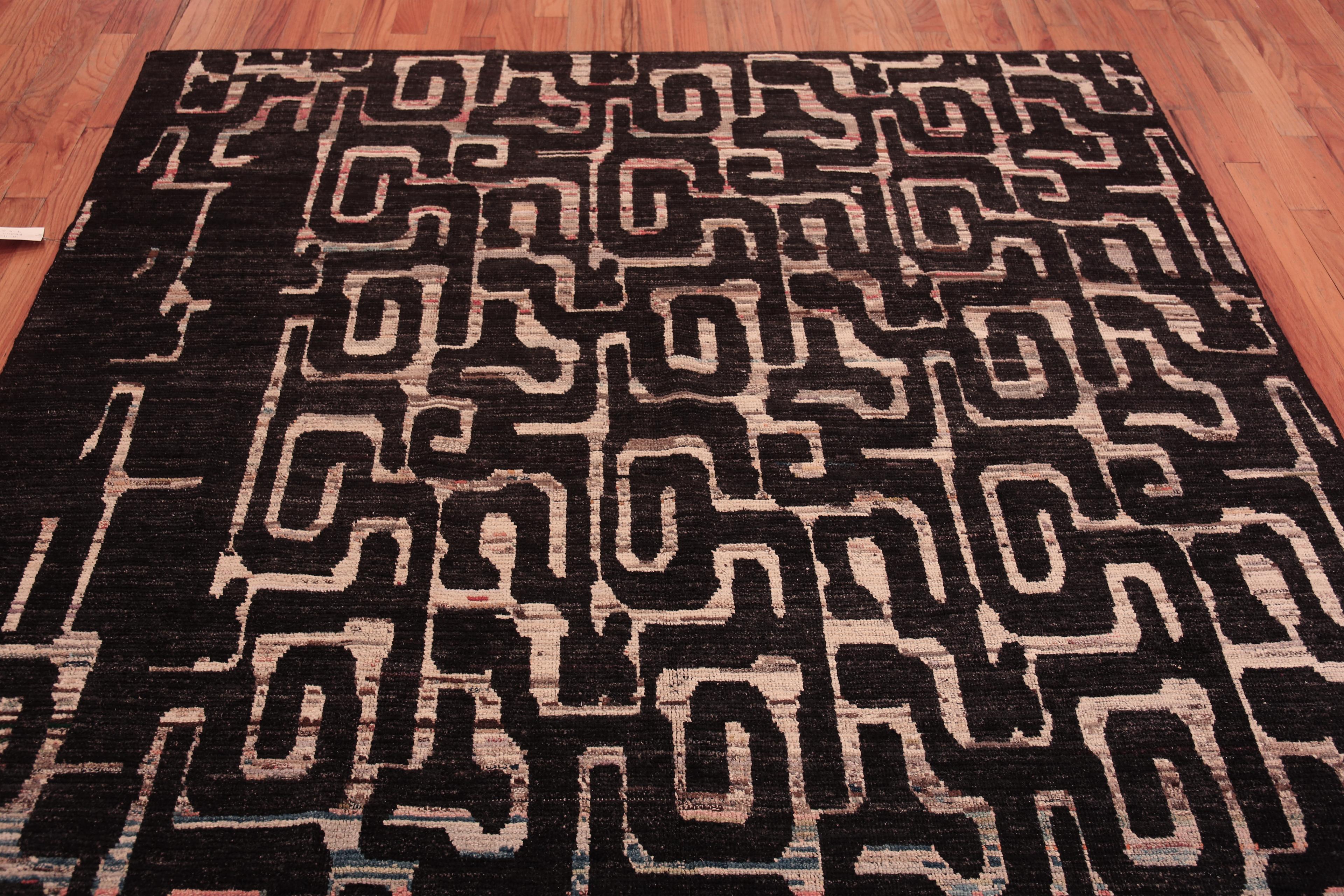 Hand-Knotted Nazmiyal Collection Meandering Labyrinth Pattern Modern Area Rug 7'6