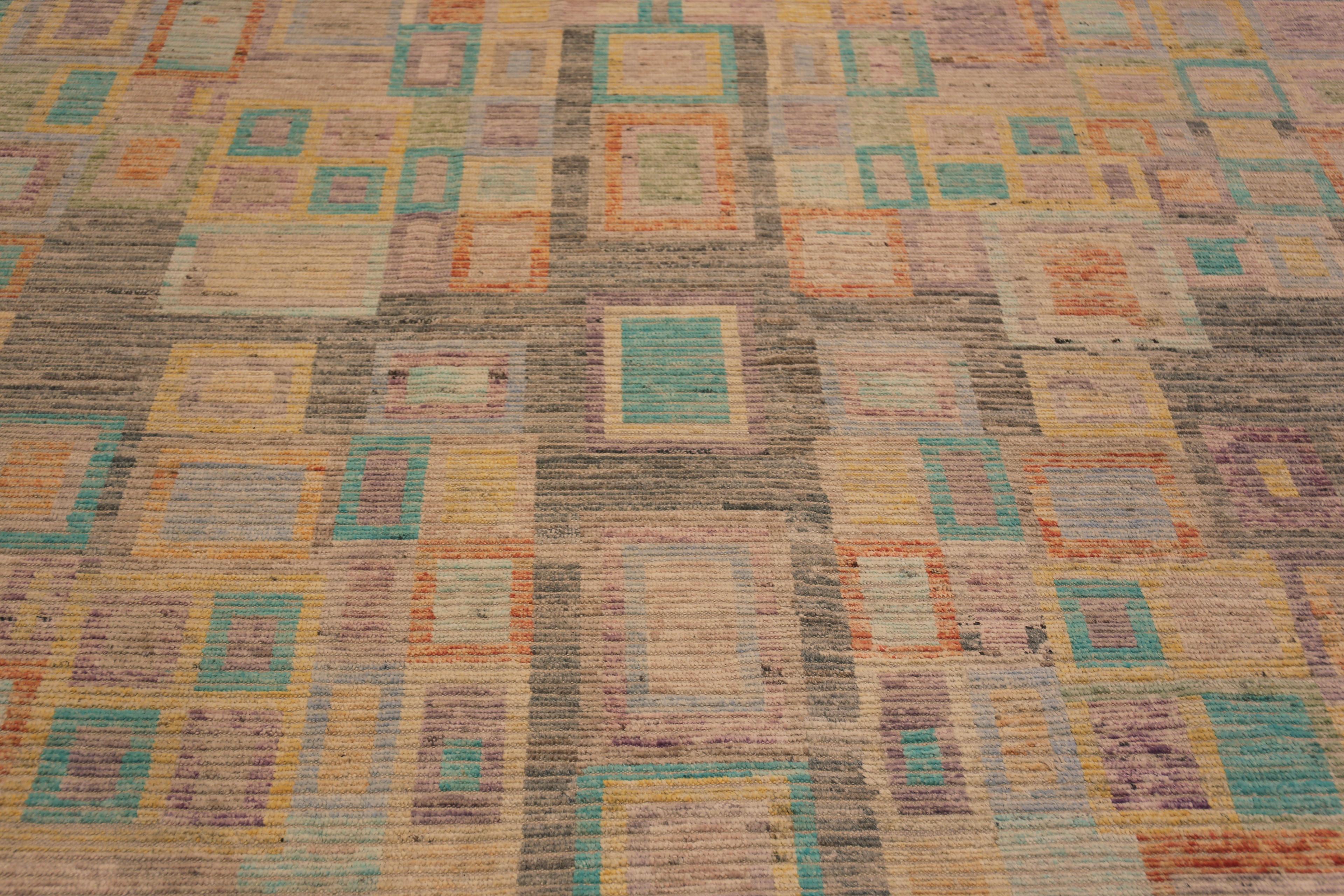 Nazmiyal Kollektion Moderner geometrischer moderner Teppich aus der Mitte des Jahrhunderts 13'7
