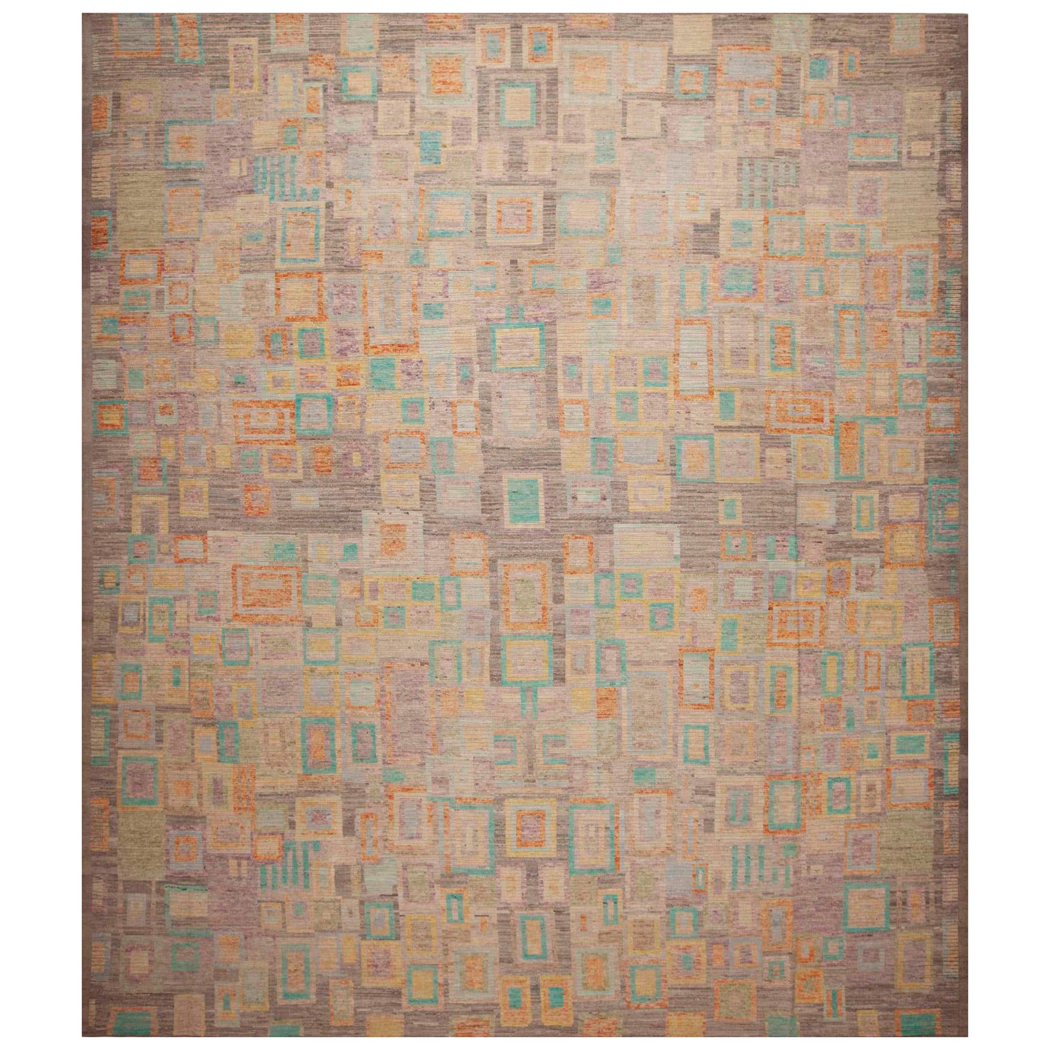 Collection Nazmiyal mi-siècle moderne géométrique moderne tapis de 13'7" x 16'1" en vente