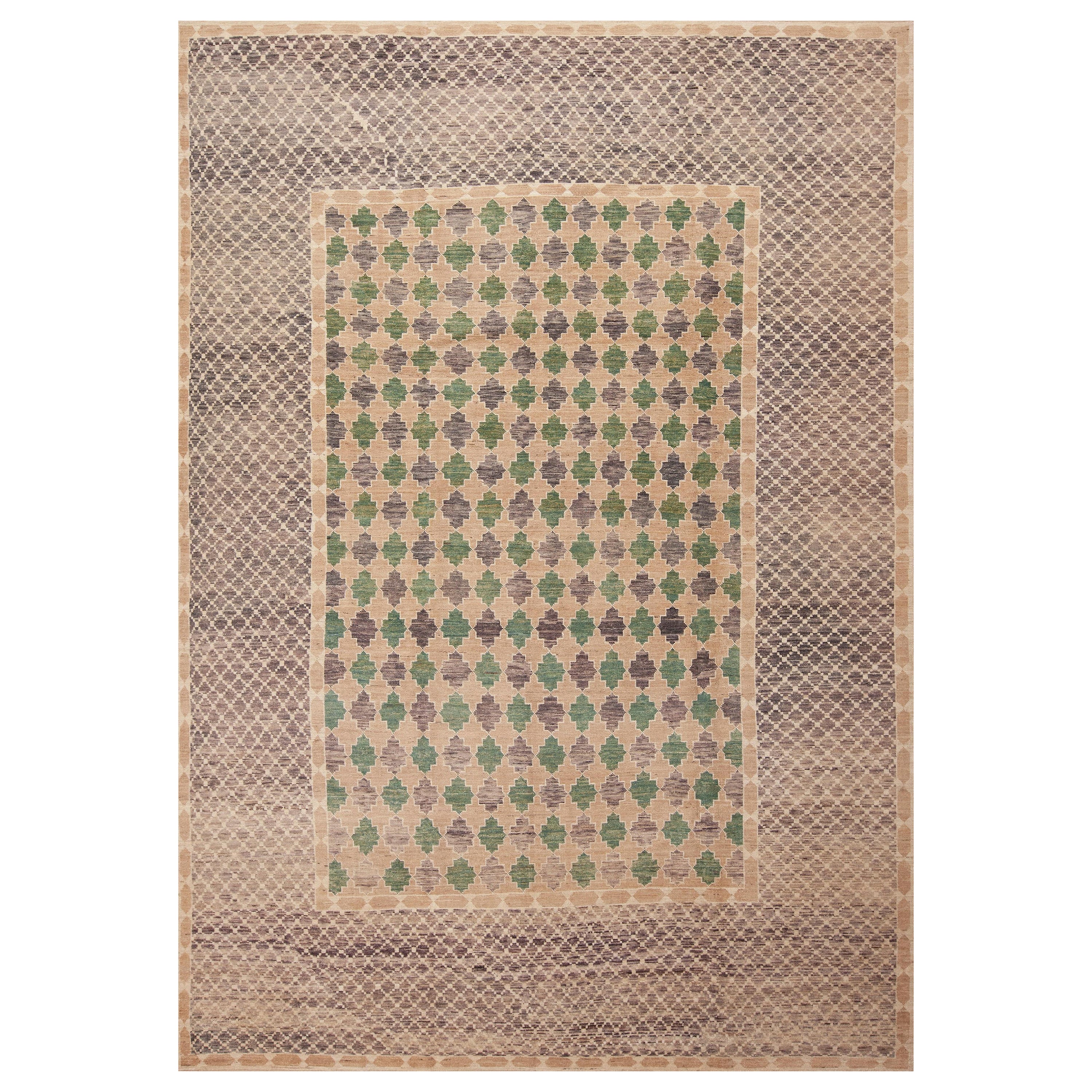 Nazmiyal Collection Tappeto di design ispirato al Mid-Century Modern 9'3" x 13' in vendita