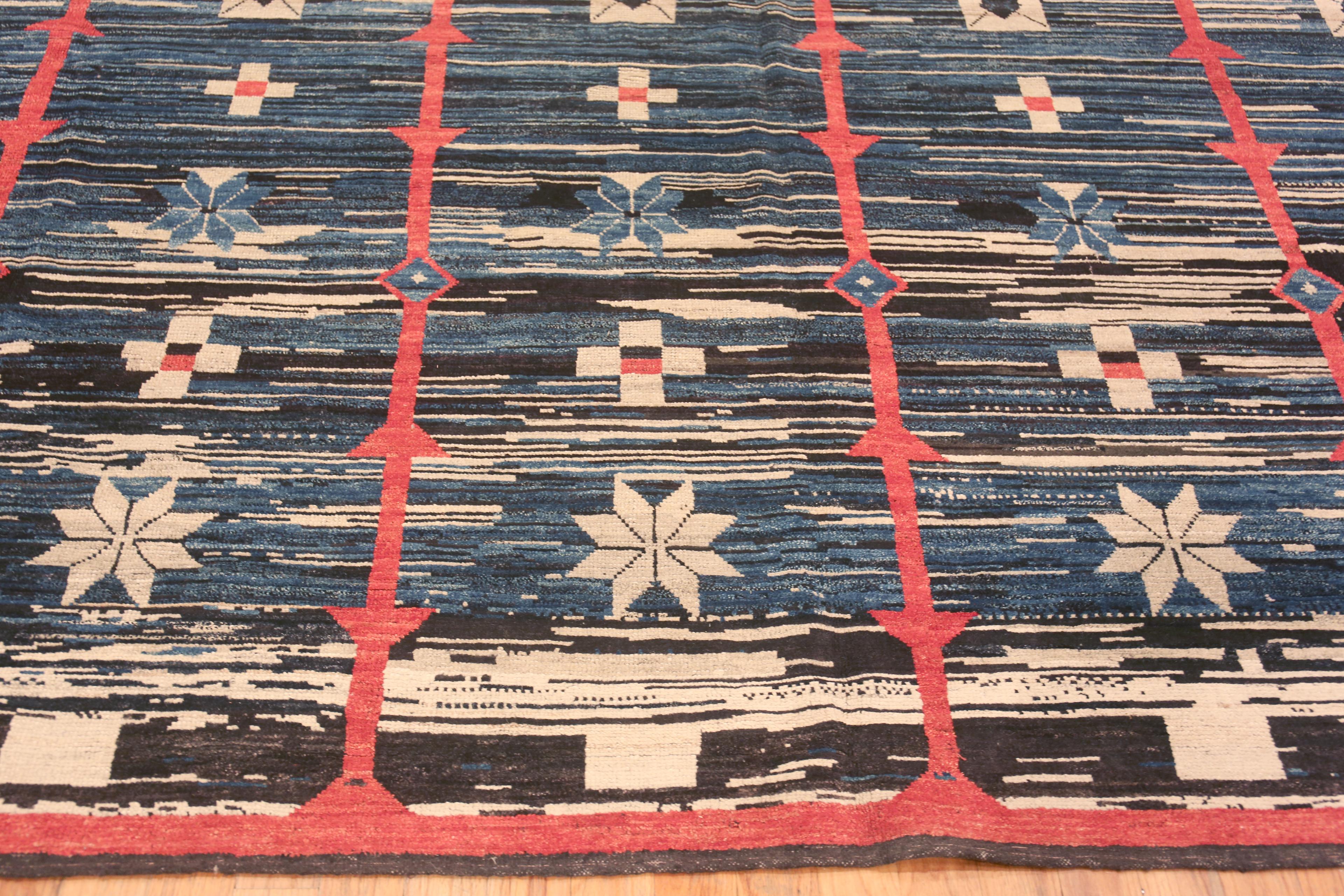 Annodato a mano Tappeto Area Nazmiyal Collection Mid Century Modern Swedish Design 12'5