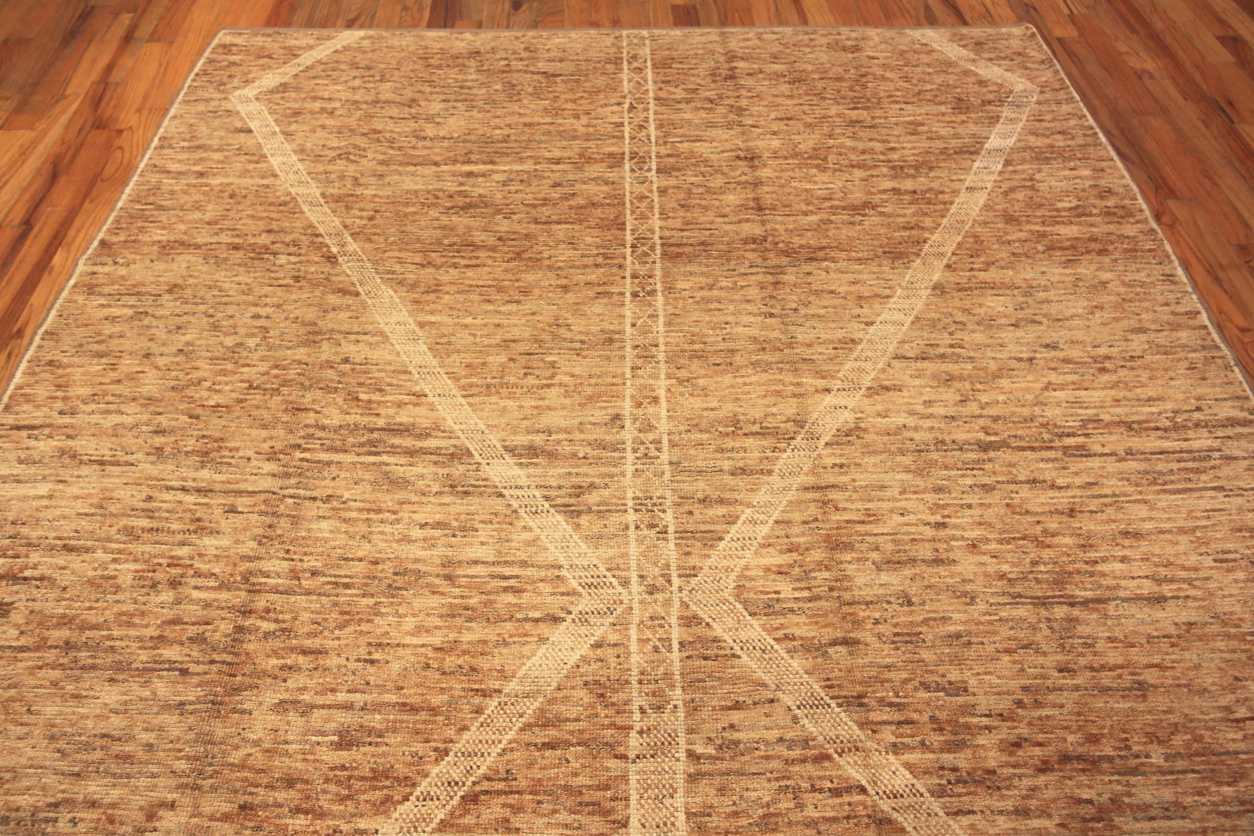 Nazmiyal Collection Minimalist Tribal Primitive Design Rust Tones Modern Area Rug. Country of Origin: Central Asia, Circa date: Modern
 
