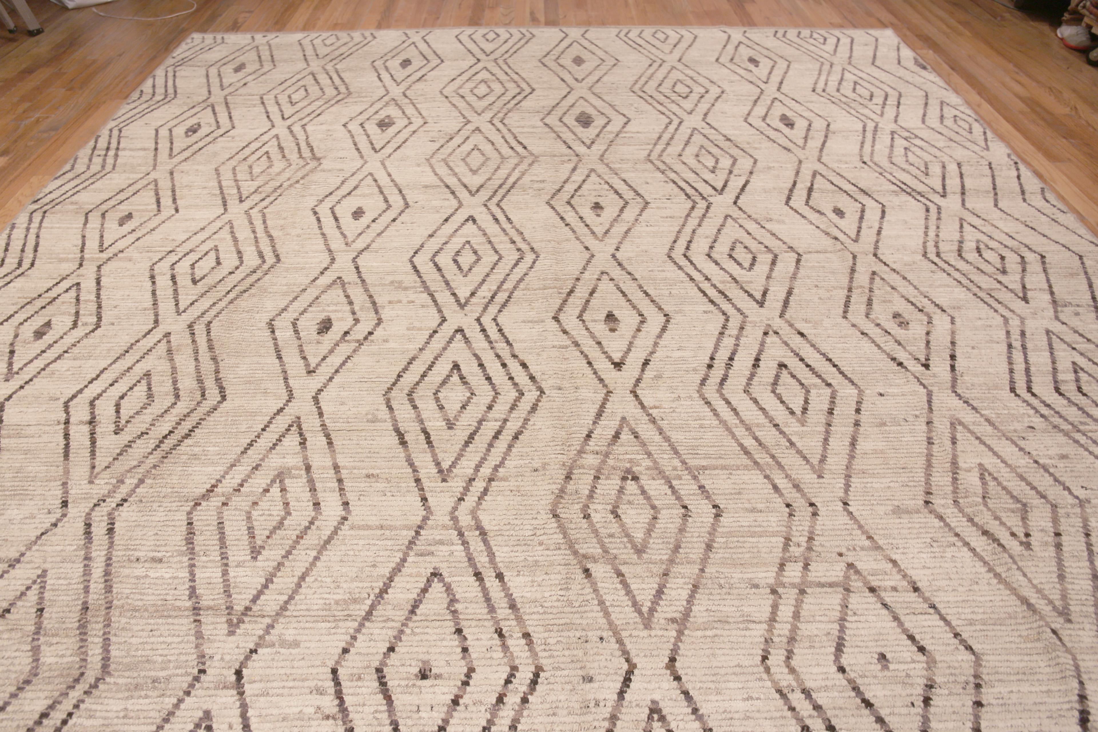 Eleg Large Modern Contemporary Moroccan Berber Beni Ourain Design Area Rug, Paese d'origine: Asia centrale, Data di realizzazione: Tappeti moderni 