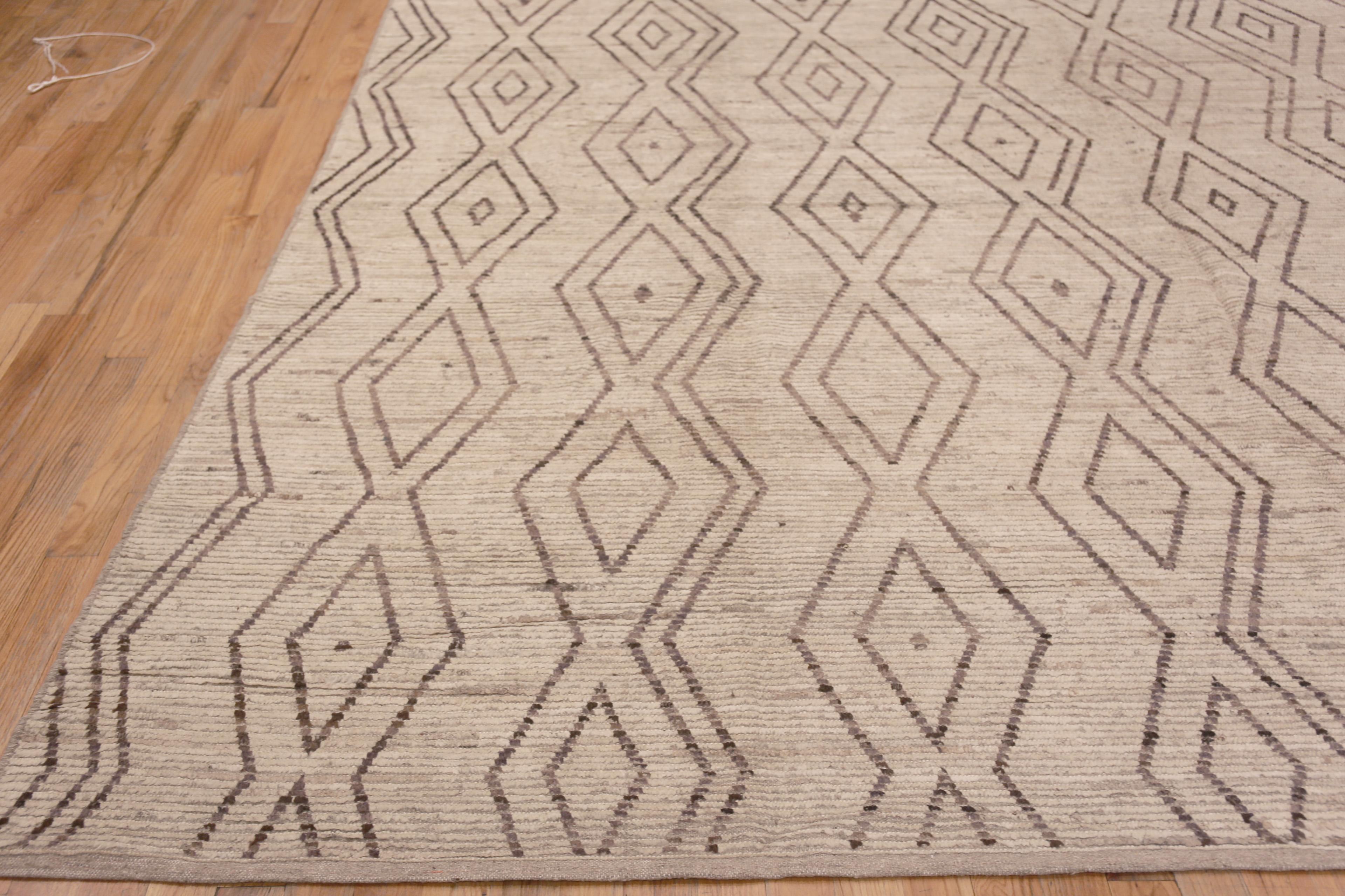 Nazmiyal Collection Modern Berber Beni Ourain Design Area Rug 12'6