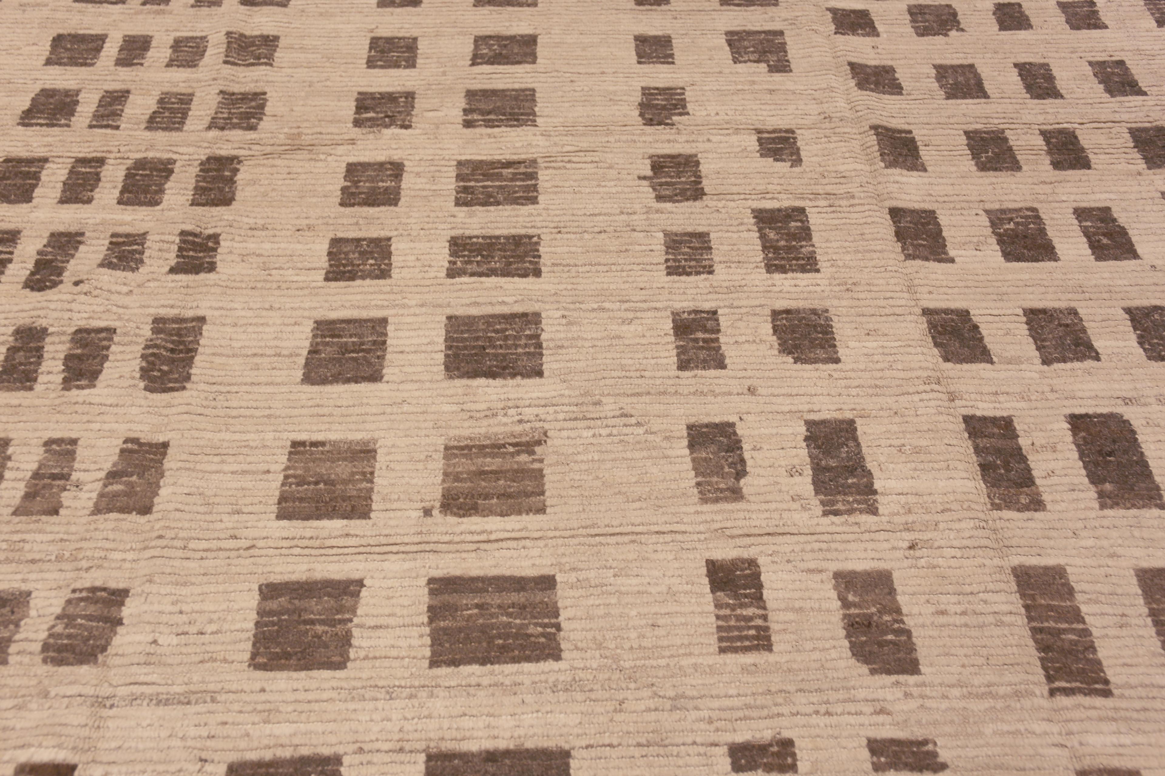 Hand-Knotted Nazmiyal Collection Modern Cream Brown Tribal Room Size Area Rug 11'10