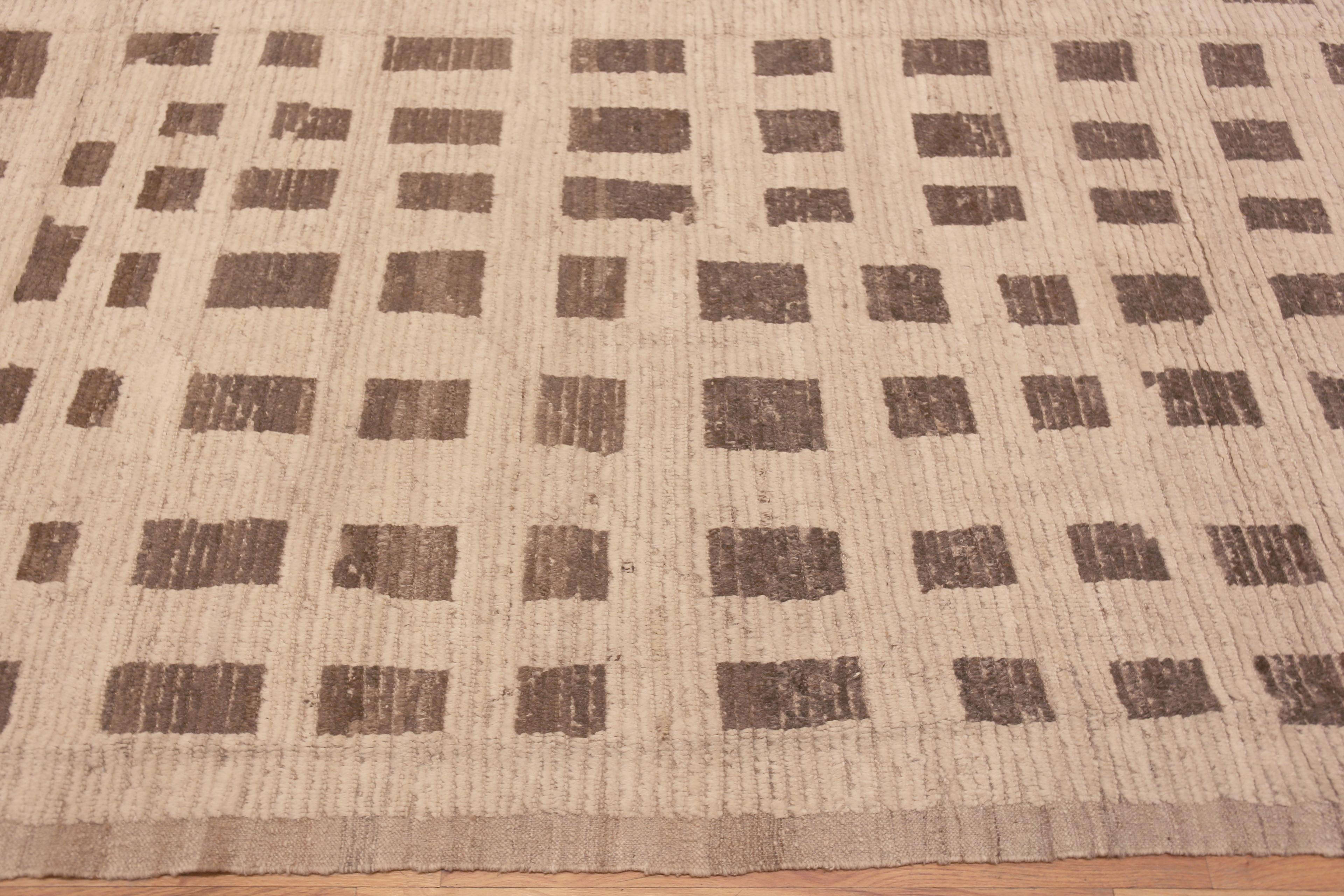 Contemporary Nazmiyal Collection Modern Cream Brown Tribal Room Size Area Rug 11'10
