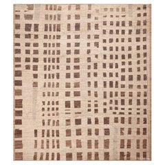 Nazmiyal Collection Modern Cream Brown Tribal Zimmer Größe Bereich Teppich 11'10" x 13'7"