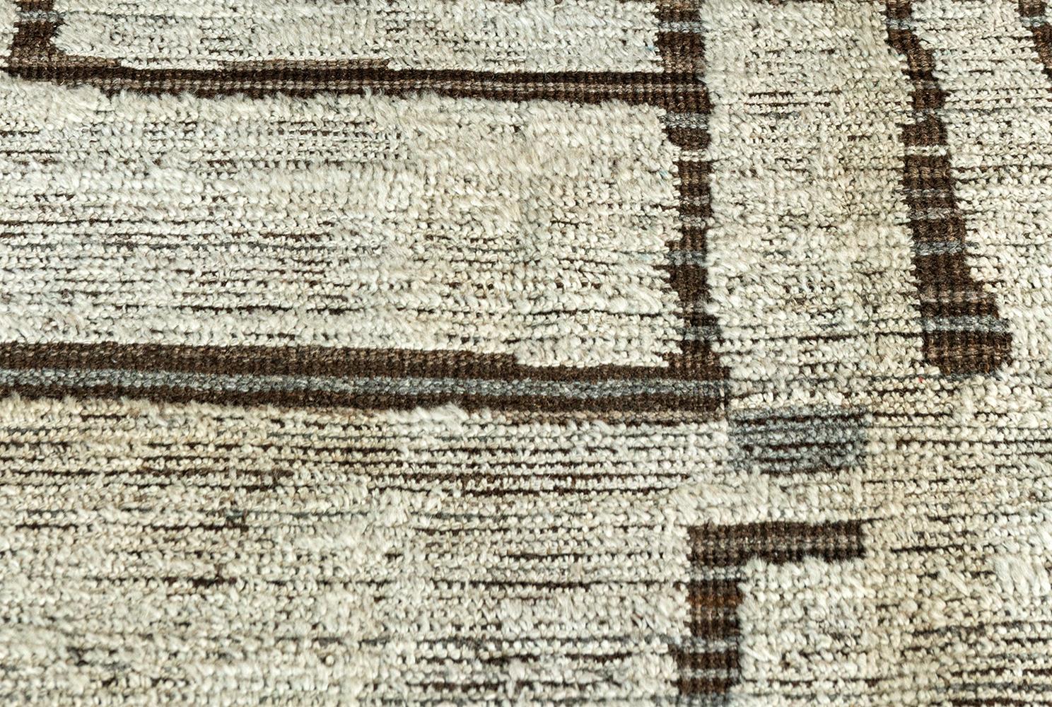 Gorgeous Primitive Design Modern Distressed Rug, Country of Origin: Afghanistan, Circa Date: Modern. 7 ft 5 in x 9 ft 10 in (2.26 m x 3 m)