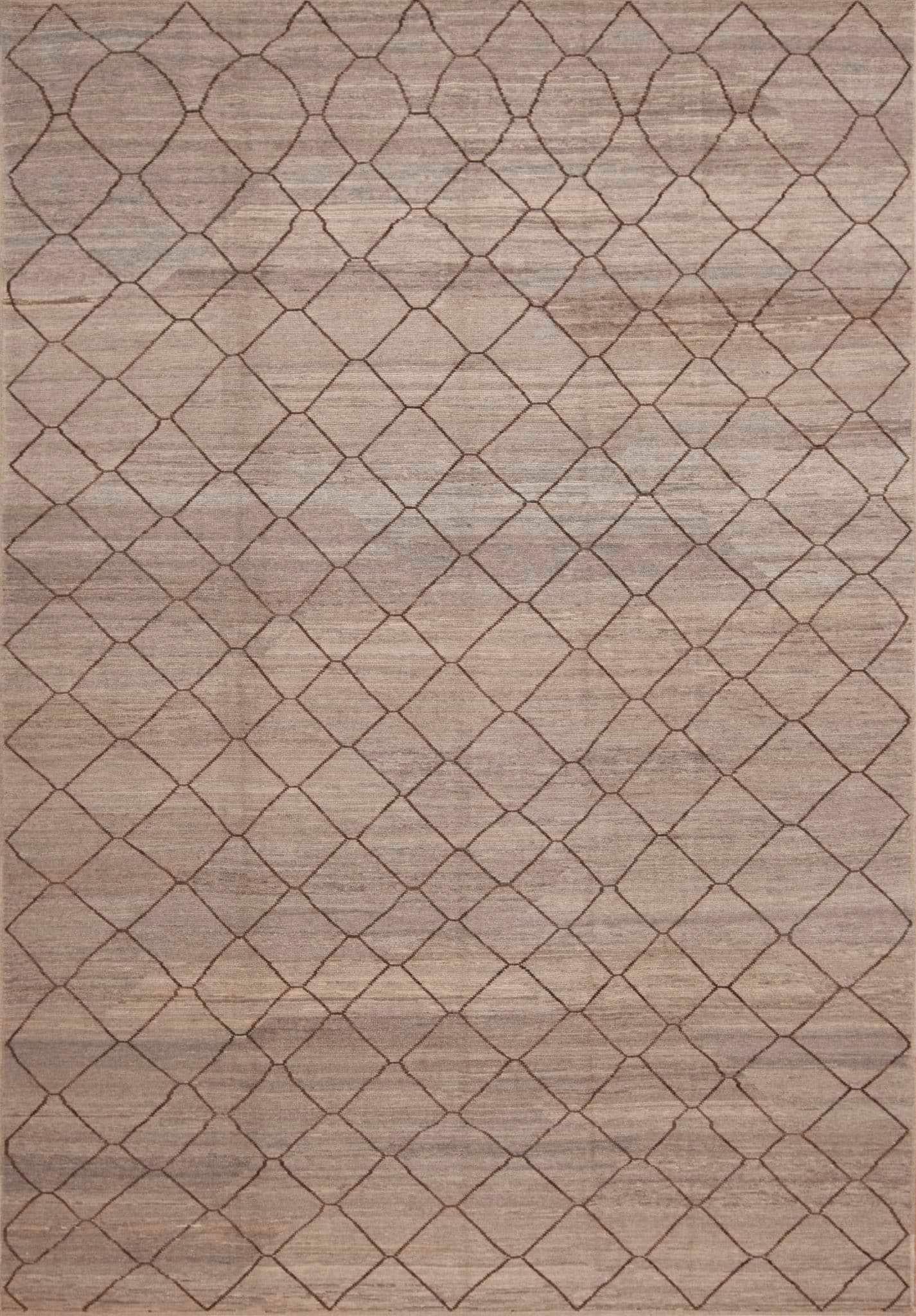 Hand-Knotted Nazmiyal Collection Modern Earthy Brown Tribal Geometric Area Rug 8'9
