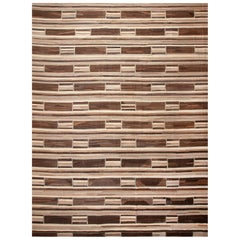 Nazmiyal Collection Alfombra kilim geométrica moderna de tejido plano marrón 14'4" x 19'5