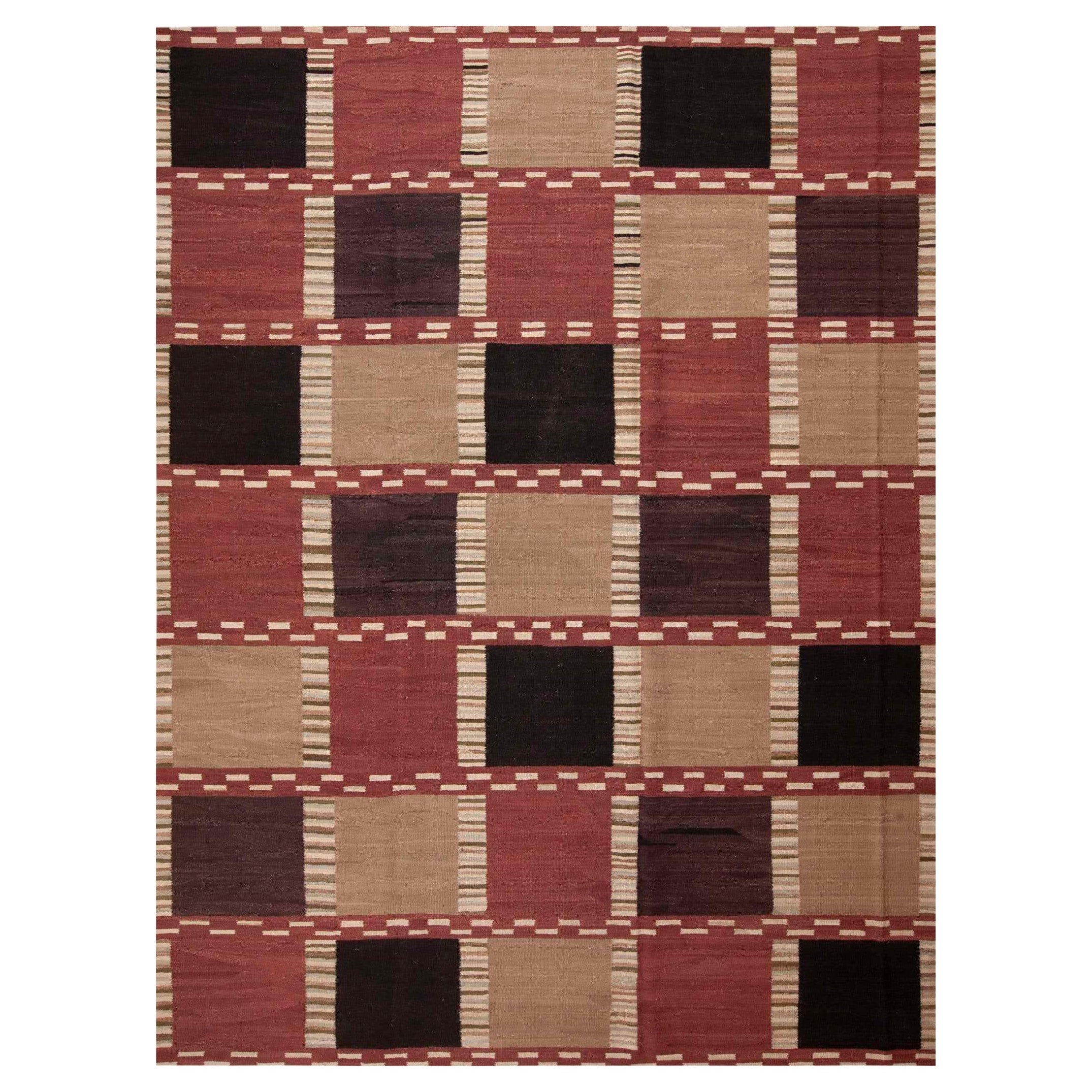 Tapis Kilim de la collection Nazmiyal, tissé à plat MCM, design suédois, 10' x 13'7" en vente