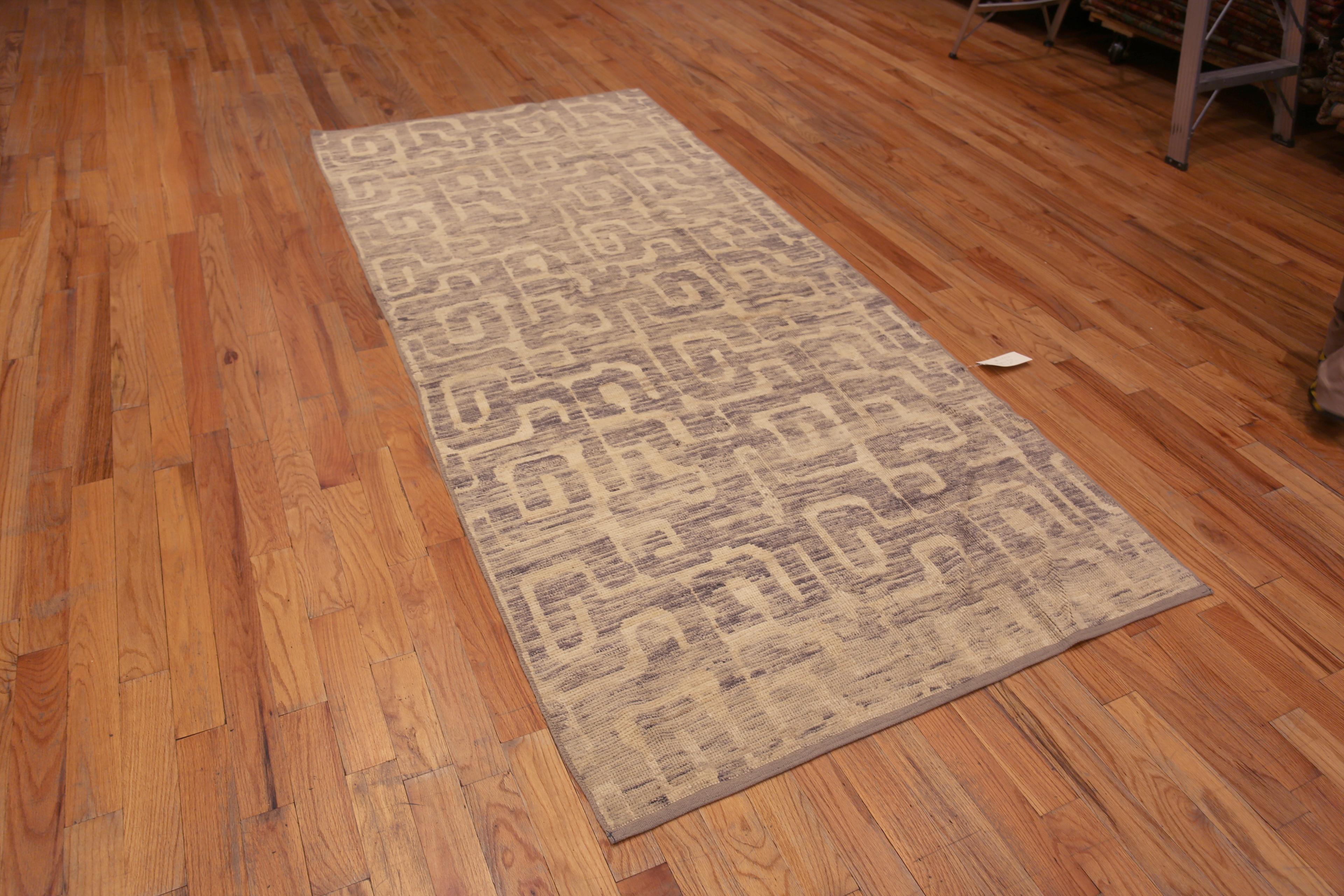 A Magnificent And Decorative Artistic Modern Gallery Size Soft Neutral Color Tribal Design Area Rug, Country of Origin: Central Asia, Circa Date: Modern Rug 
