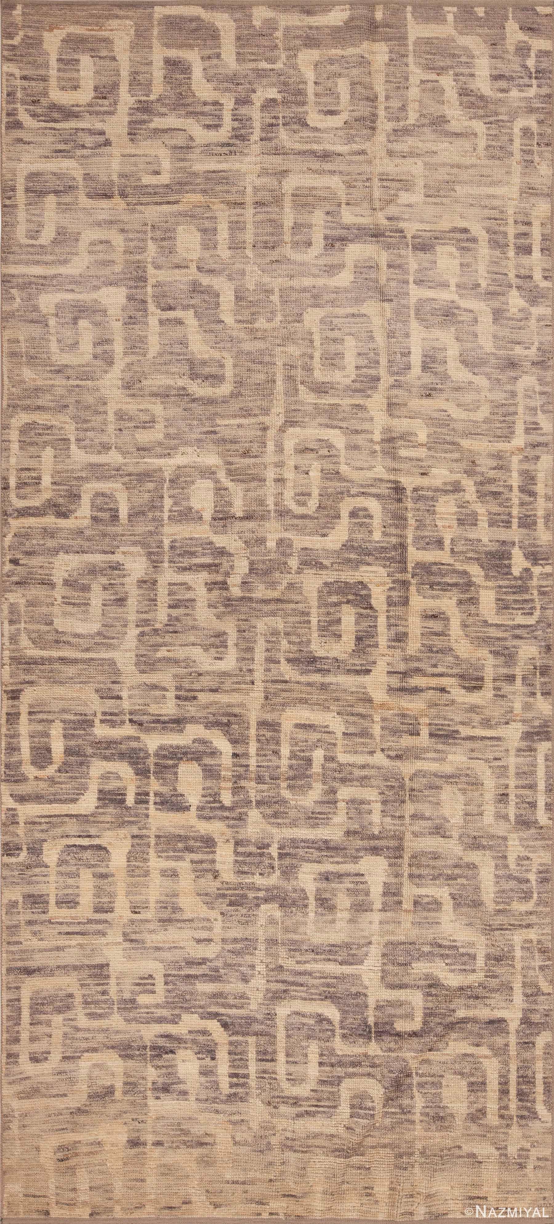 Nazmiyal Collection Modern Gallery Size Neutral Color Tribal Rug 4'6