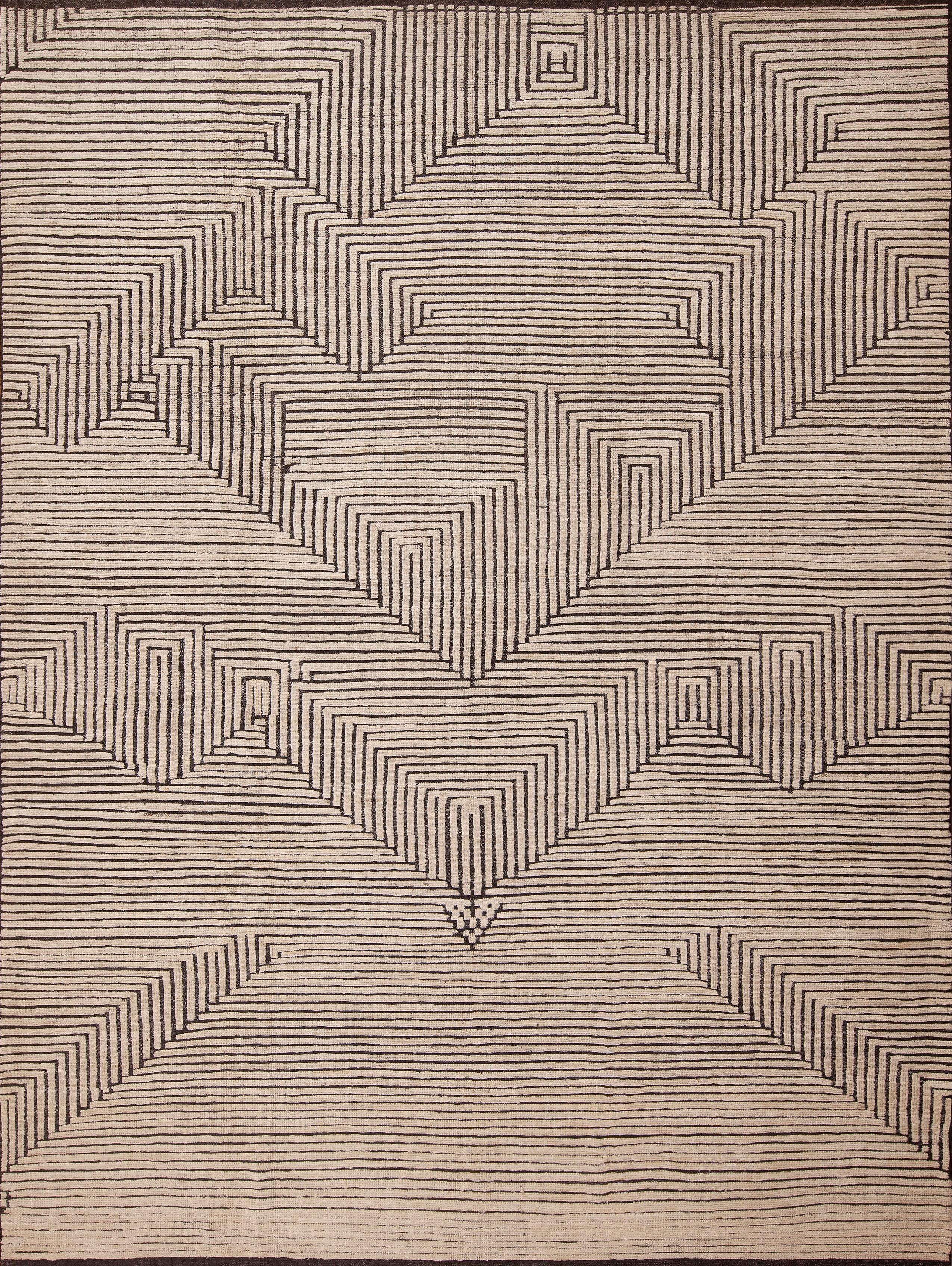 Nazmiyal Collection'S  Moderner geometrischer Art-Déco-inspirierter Teppich 9'3
