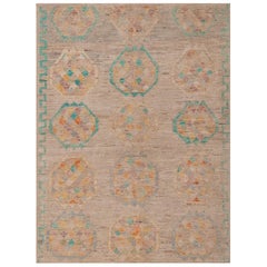 Nazmiyal Collection Tappeto di lana dal design moderno e geometrico 4'5" x 5'10"