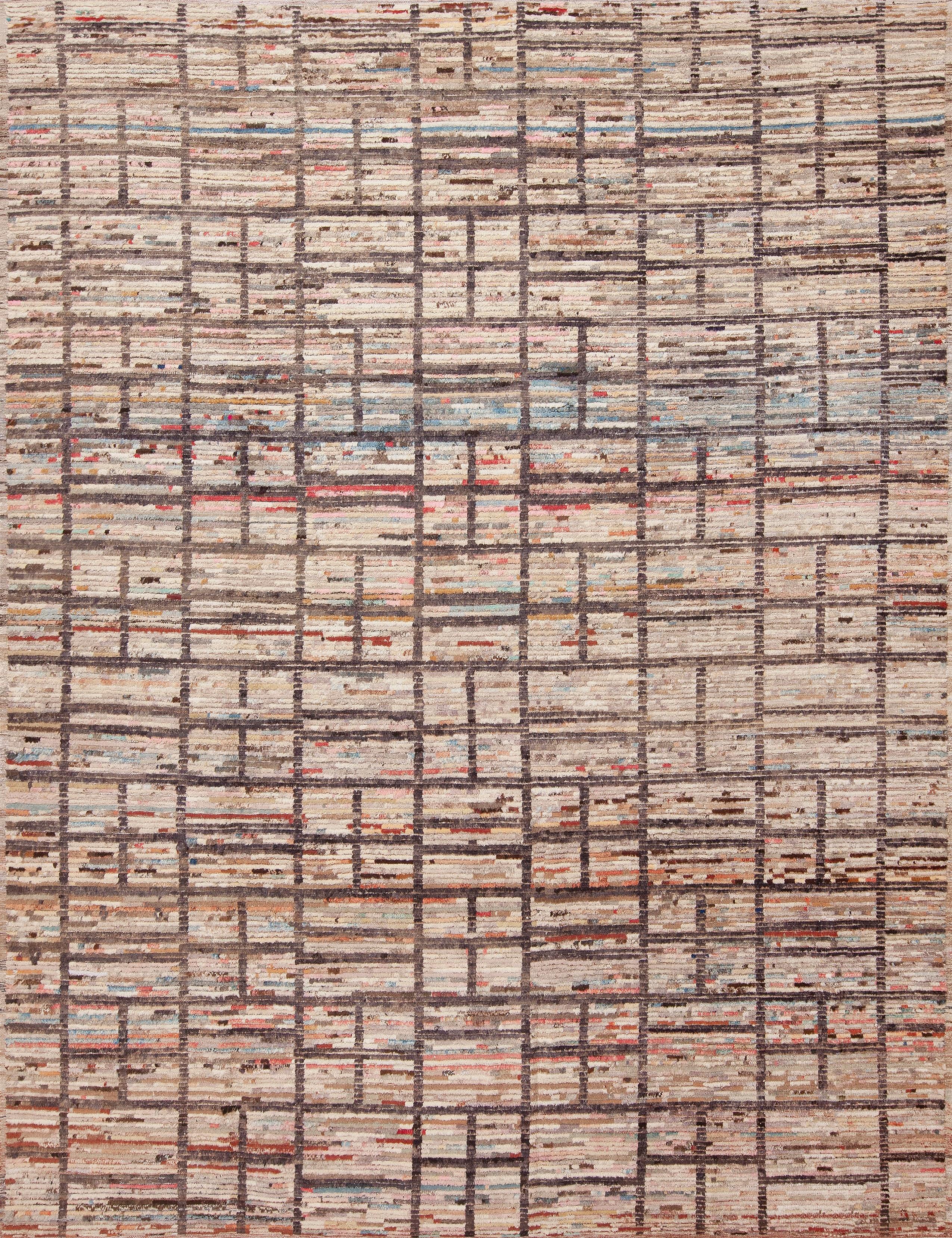 A gorgeous Modern Geometric Grid Design Wool Pile Handmade Contemporary Area Rug, Country of origin: Central Asia, Circa date: Modern Rugs