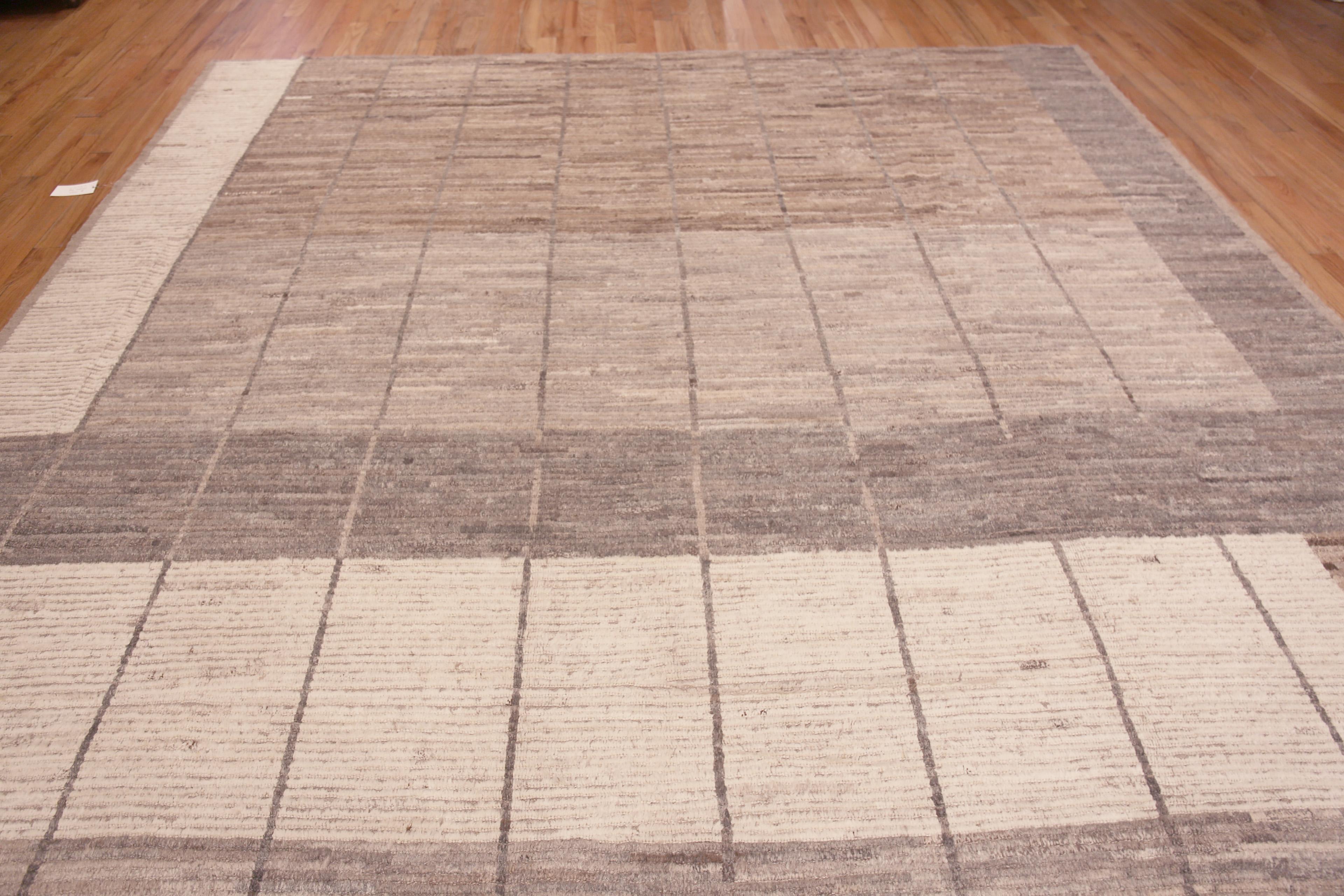 Centrasiatique Collection Nazmiyal moderne géométrique faite à la main tapis à poils de laine 11'8